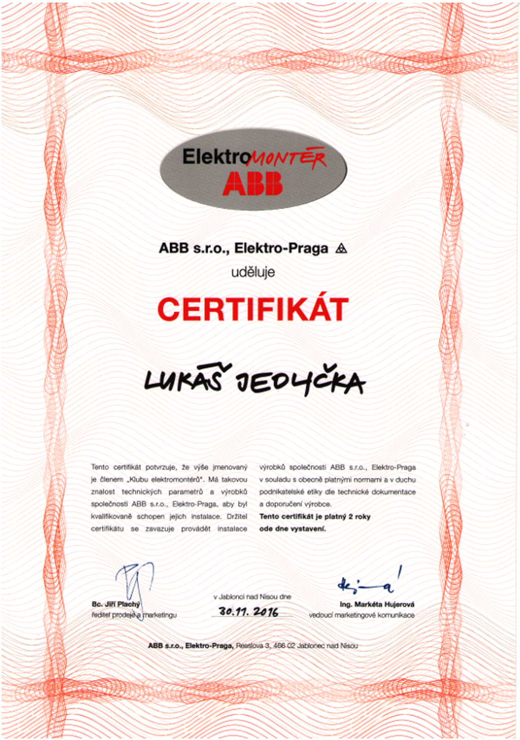 Elektroinstalace Lukáš Jedlička foto 4