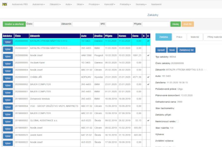 Autoservis webová aplikace