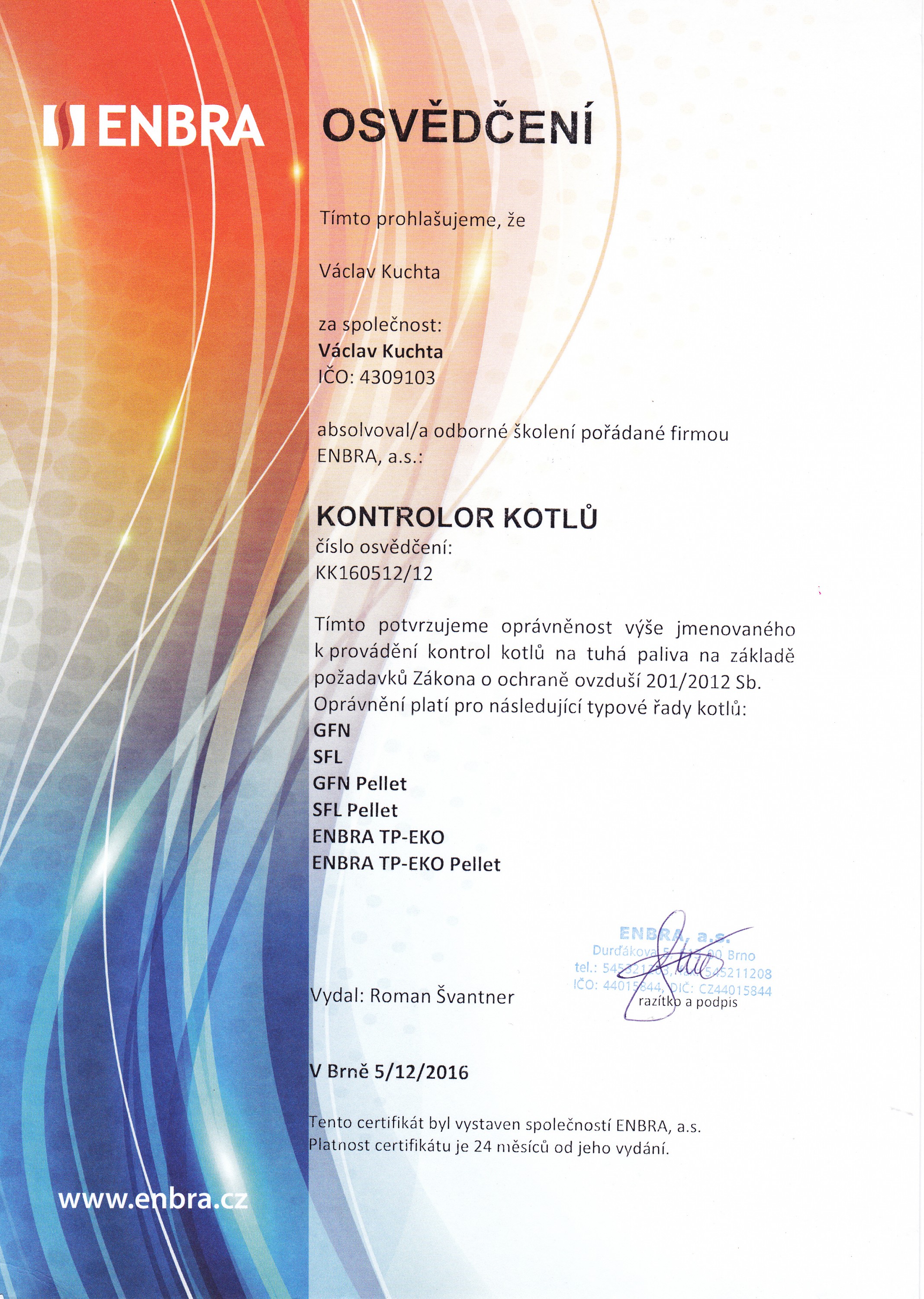 Revize plynových kotlů Václav Kuchta foto 3