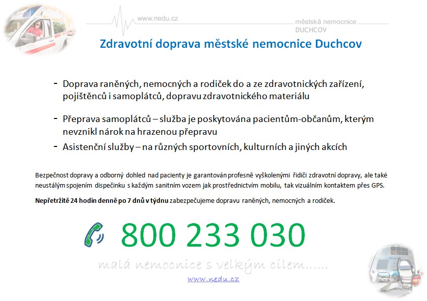 Doprava nemocných a raněných - městská nemocnice Duchcov foto 1