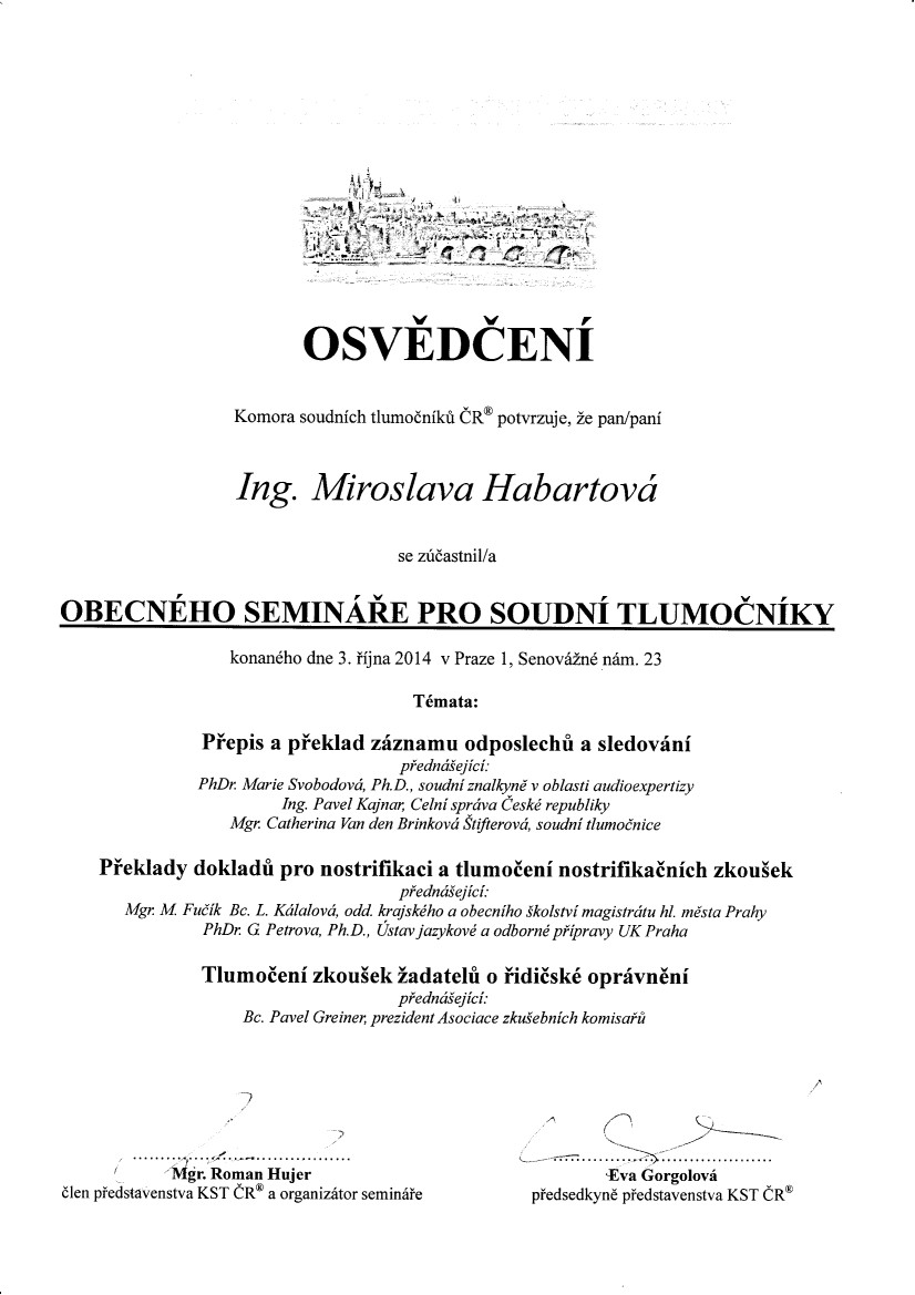 Překlady němčina Ing. Habartová Miroslava foto 5