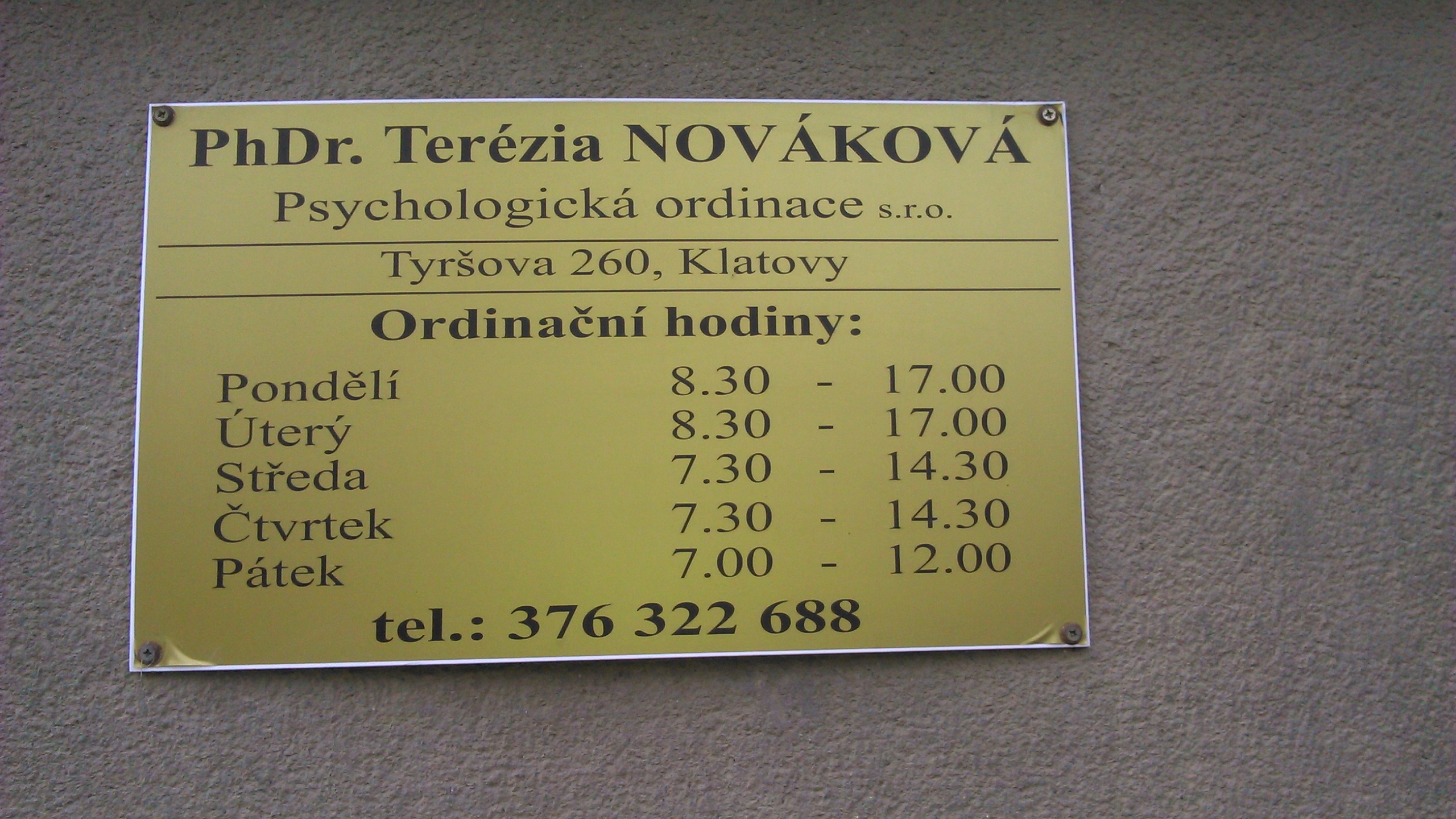 PhDr. Terézia Nováková, psychologická ordinace s.r.o. foto 2