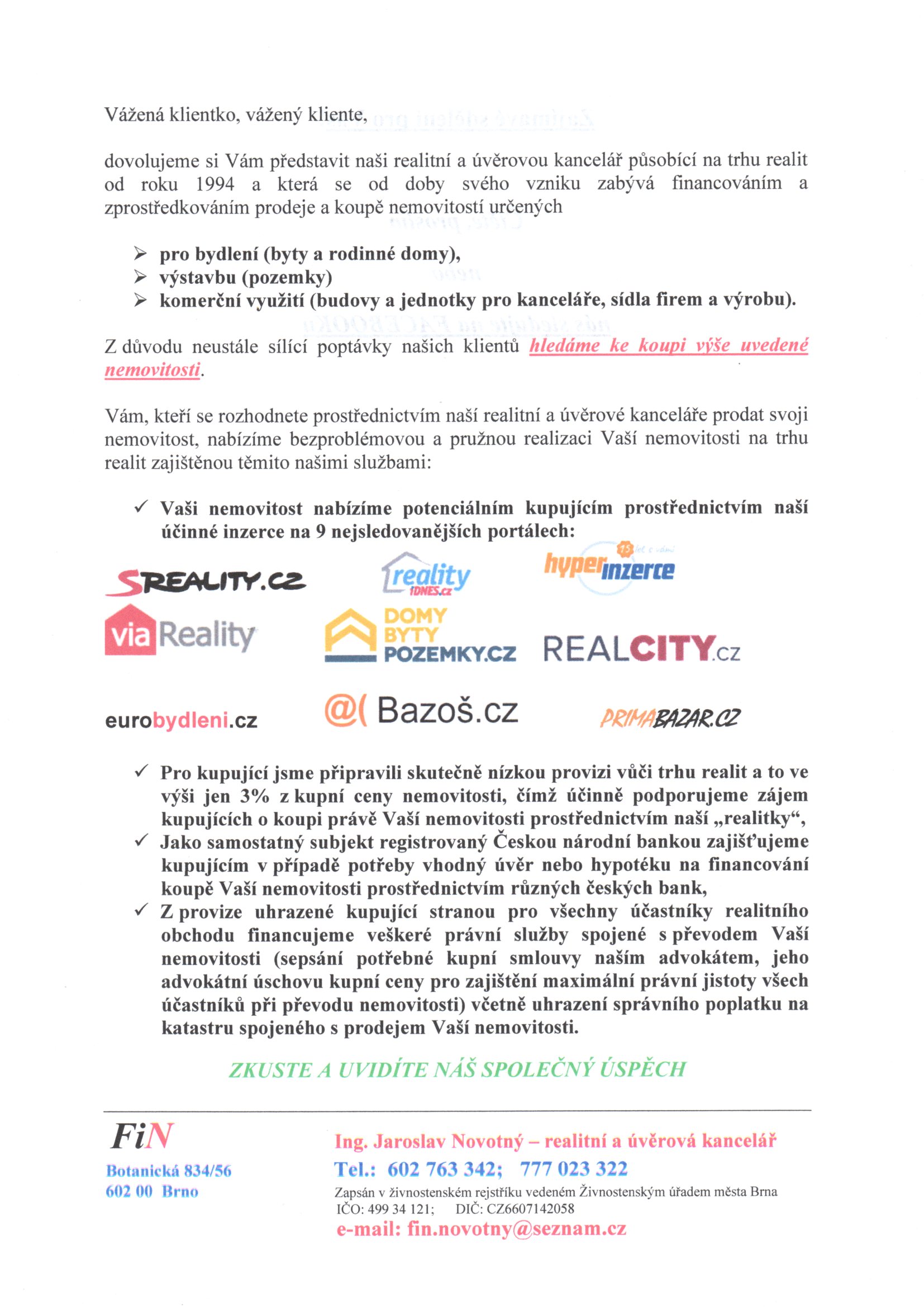 Jaroslav Novotný, FiN, realitní a úvěrová kancelář foto 2
