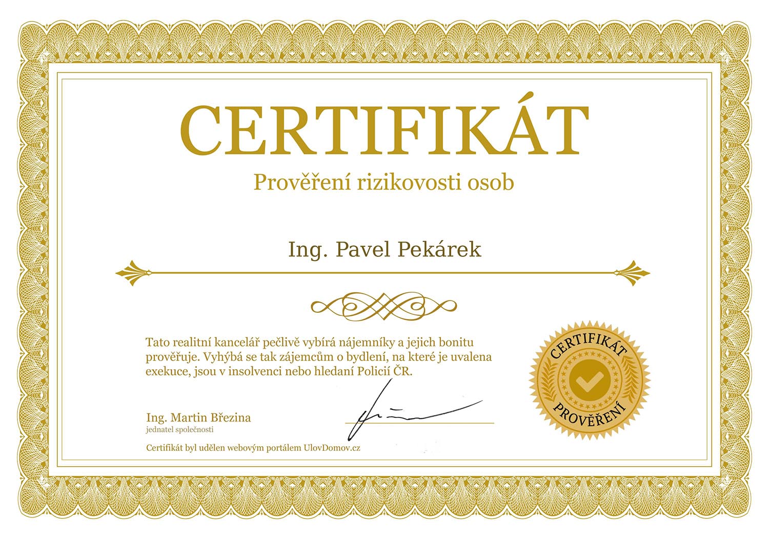 Ing. Pavel Pekárek - realitní makléř, realitní kancelář