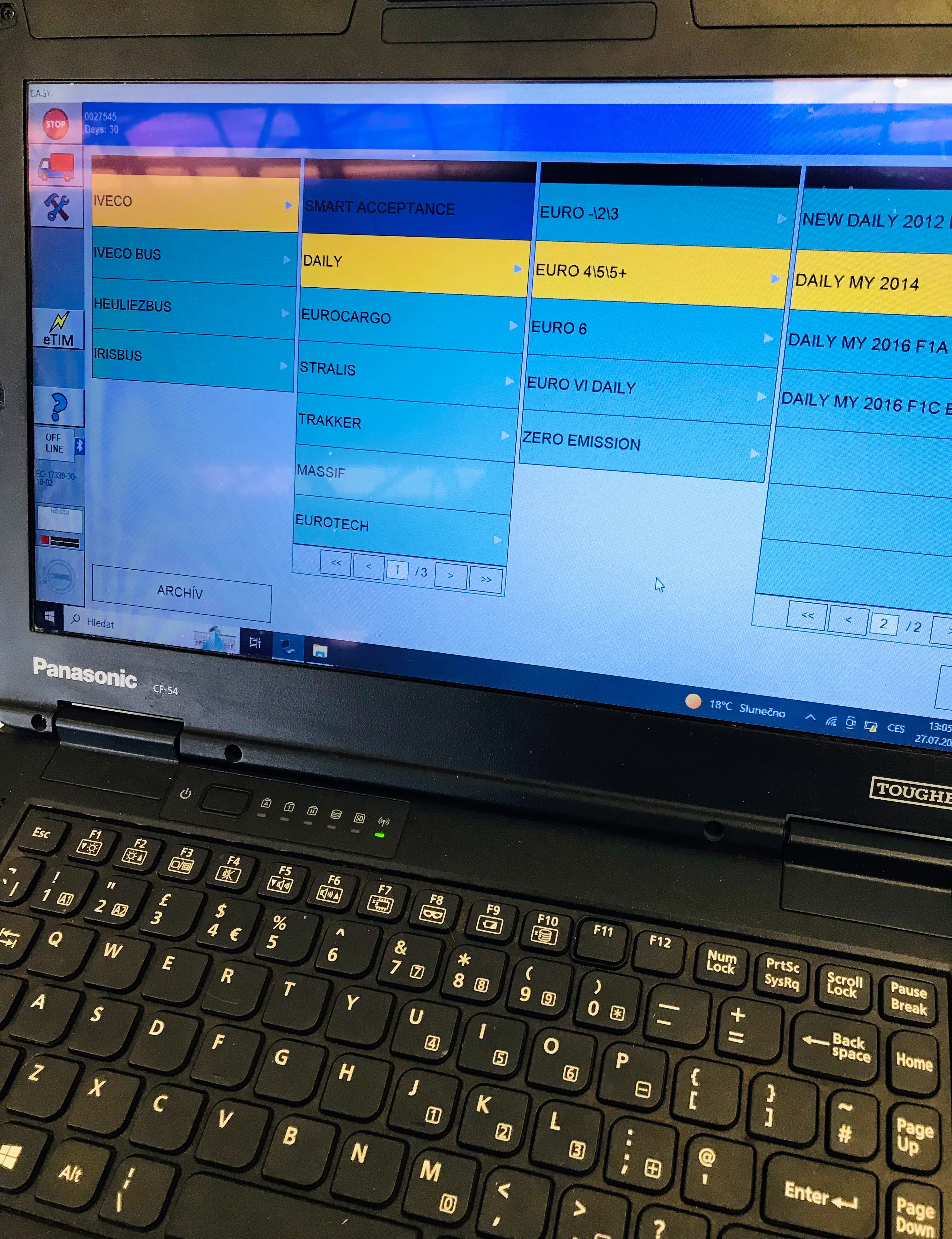 Diagnostika řídící jednotky náklad. vozů/autobusů