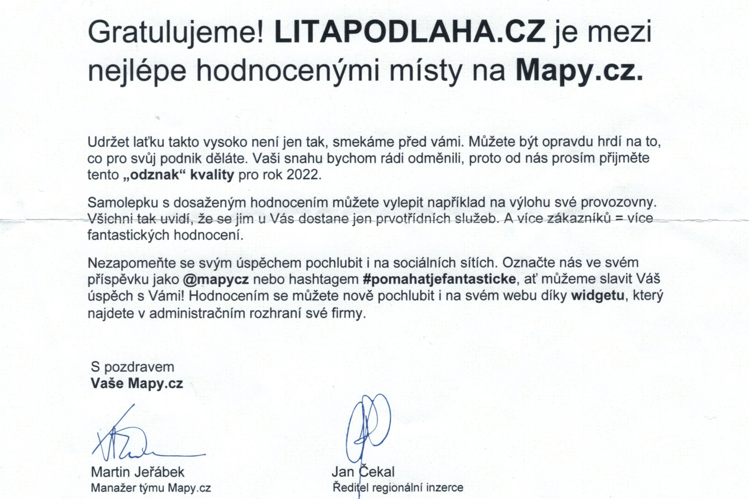 TOP hodnocení LANDAU s.r.o. - LITAPODLAHA.CZ