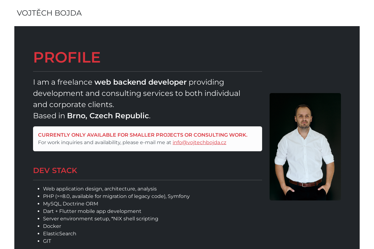 Webové aplikace Vojtěch Bojda
