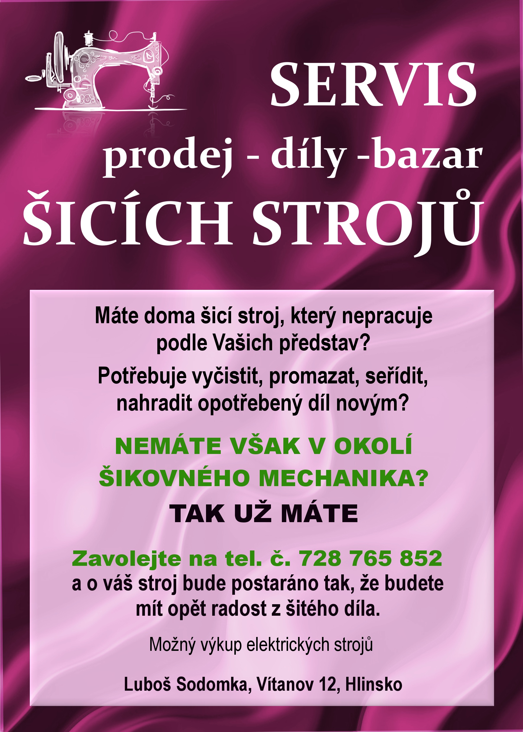 Servis šicích strojů Sodomka foto 2
