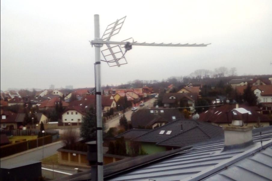 Montáž antény pro příjem DVB-T2, měření a odrušení