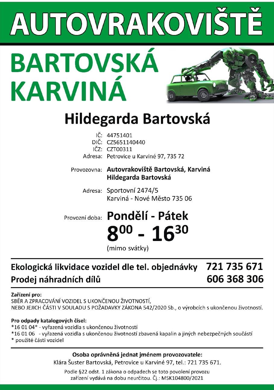 Autovrakoviště Bartovská, Karviná foto 1