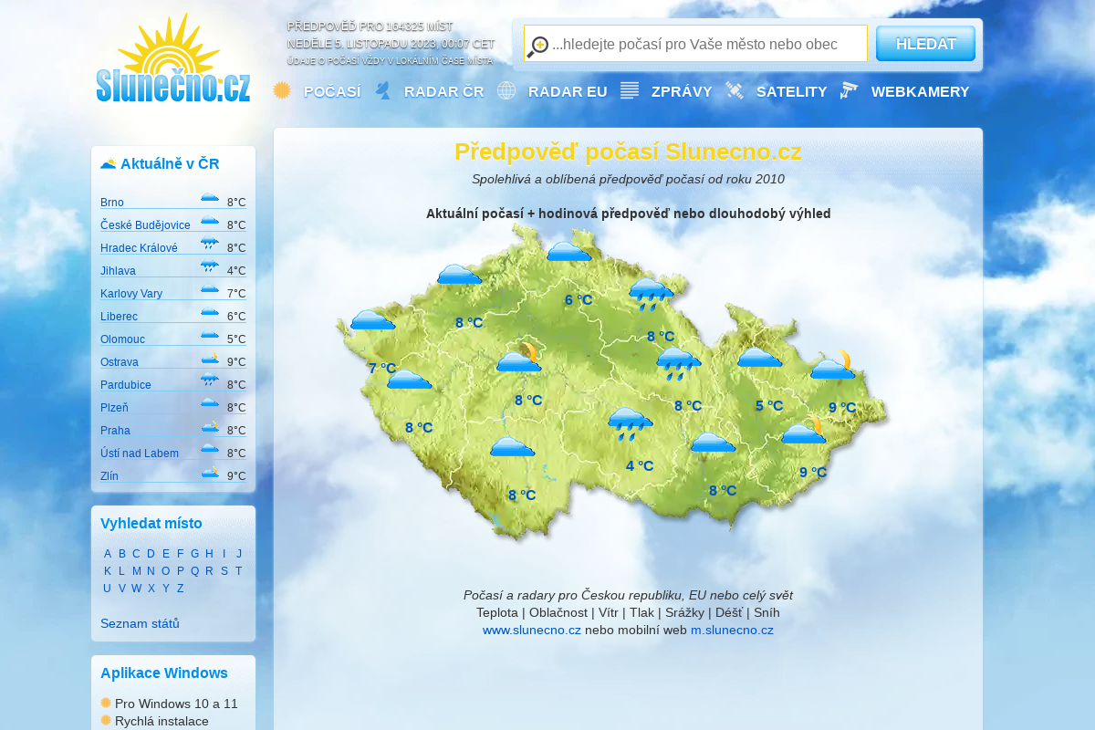 Předpověď počasí Slunecno.cz