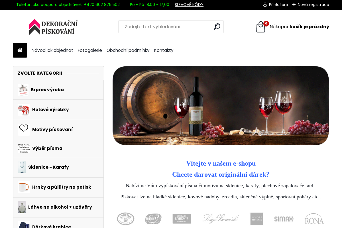 Pískování sklenic