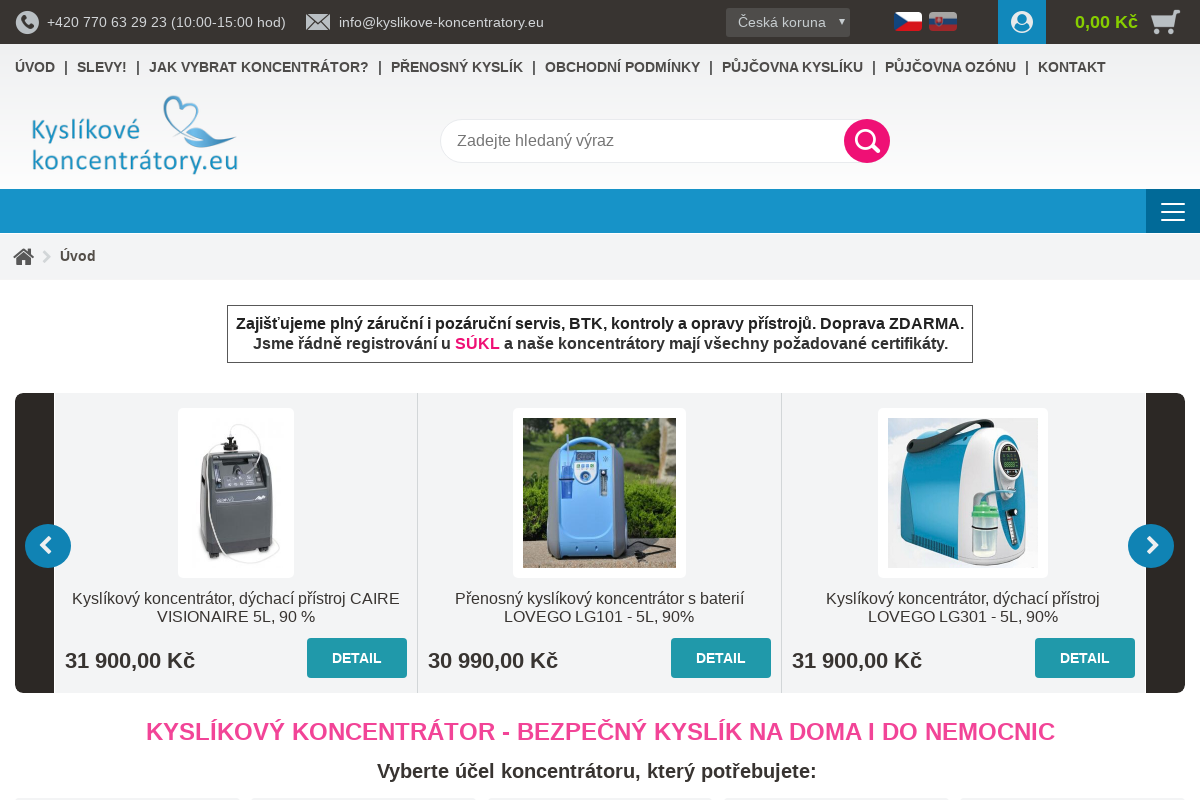 Kyslíkové koncentrátory - Kyslík pro život s.r.o.