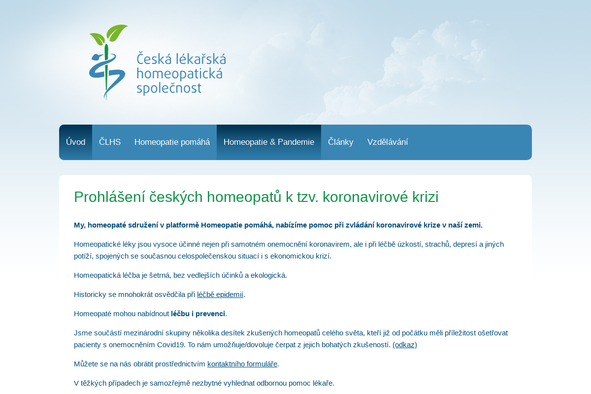 Česká lékařská homeopatická společnost, občanské sdružení