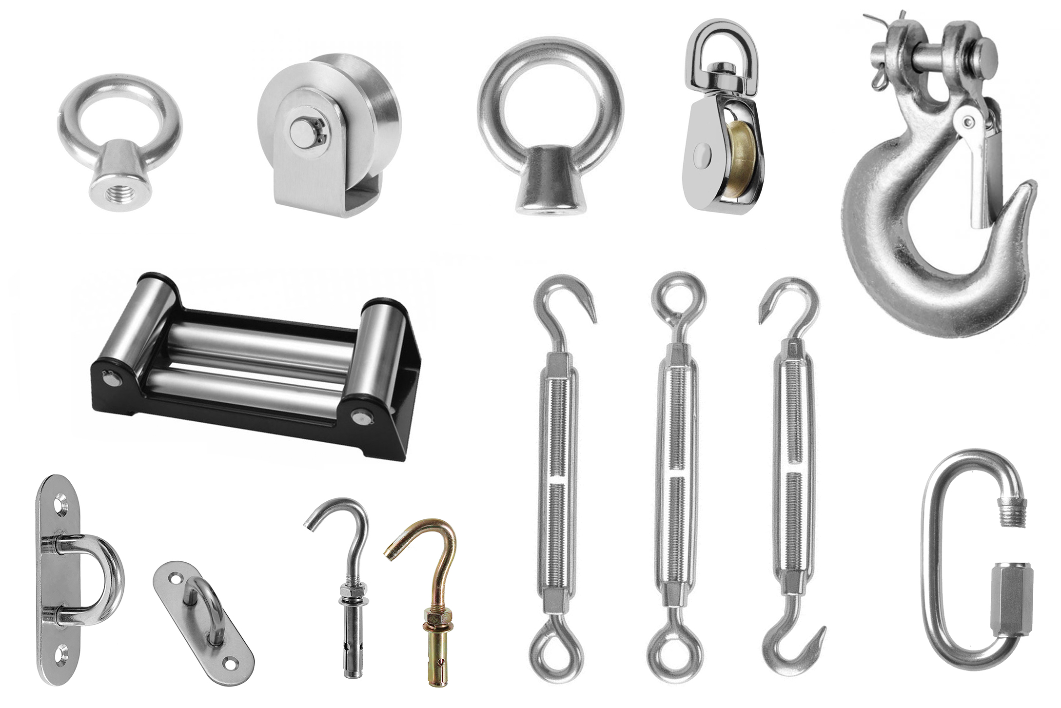 Kladky, háky, karabiny a další kotvící prvky