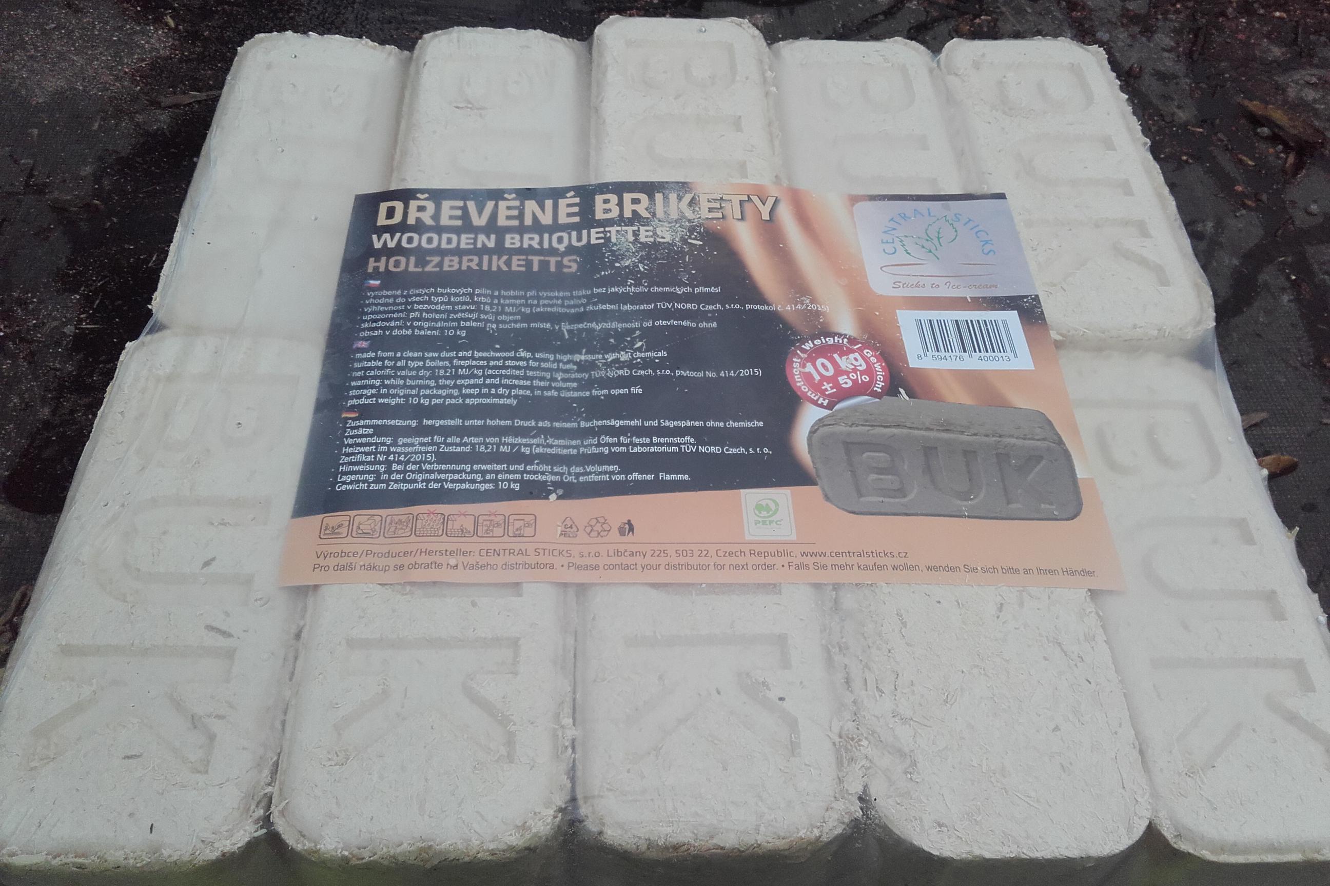 Bukové brikety 10kg 100kč