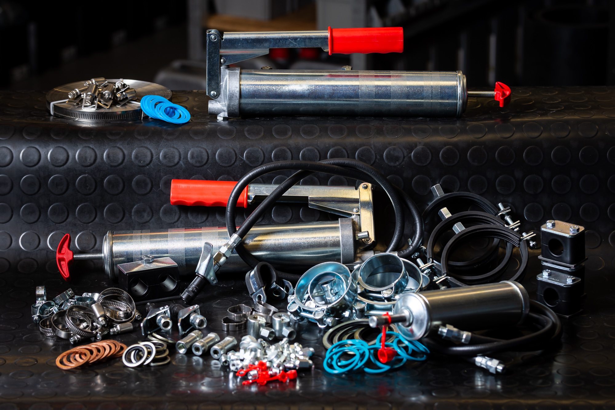 Hadicové spony a klemy, mazací technika, ostatní