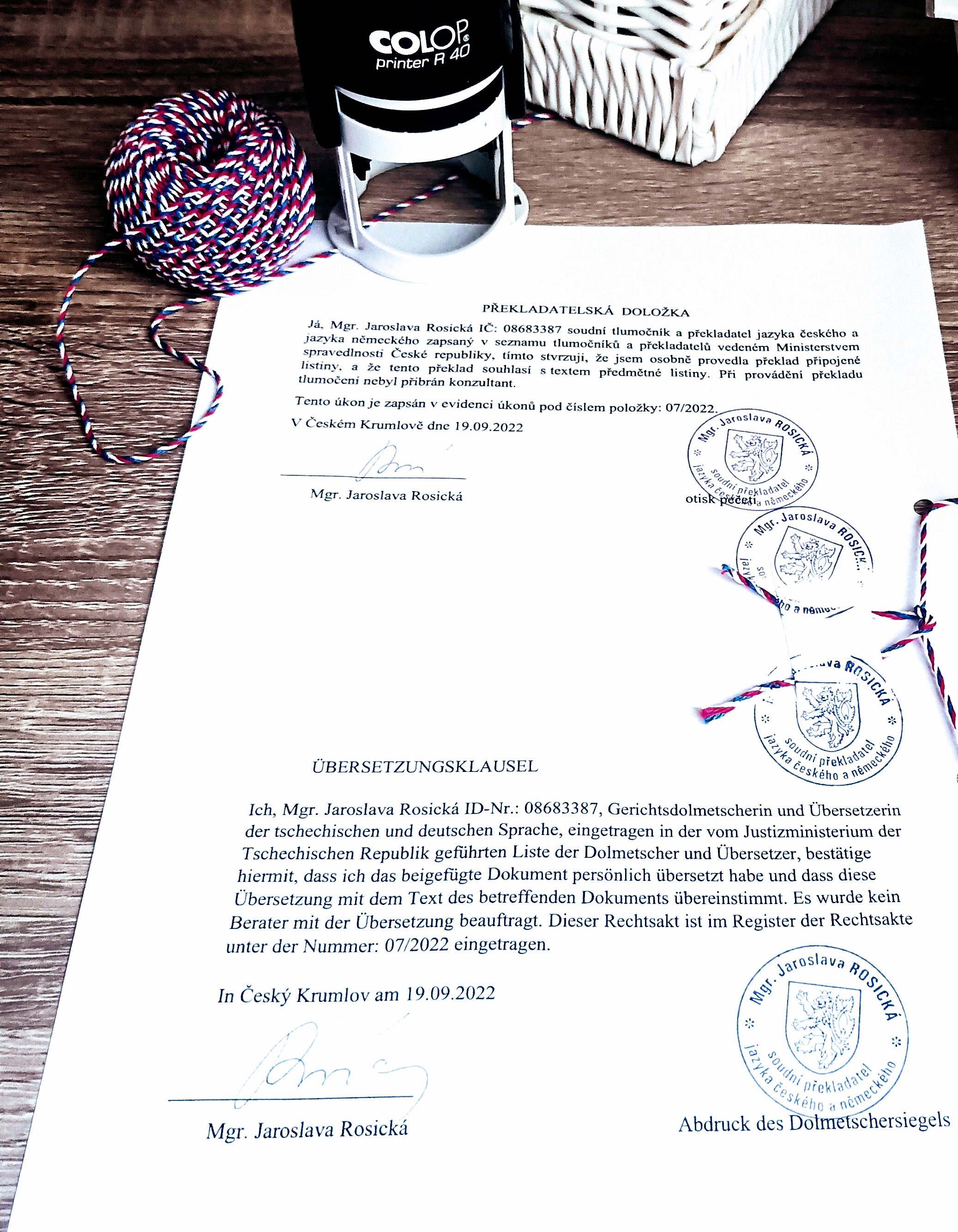 Mgr. Jaroslava Rosická - překladatelské služby foto 2