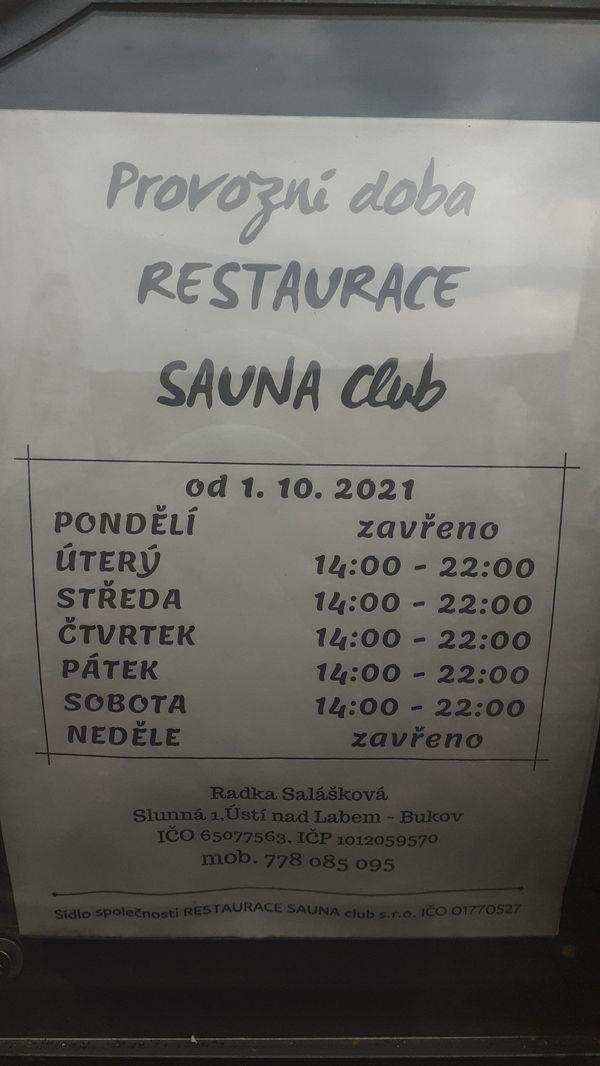 SAUNA Club - restaurace (Ústí nad Labem, Bukov) • 