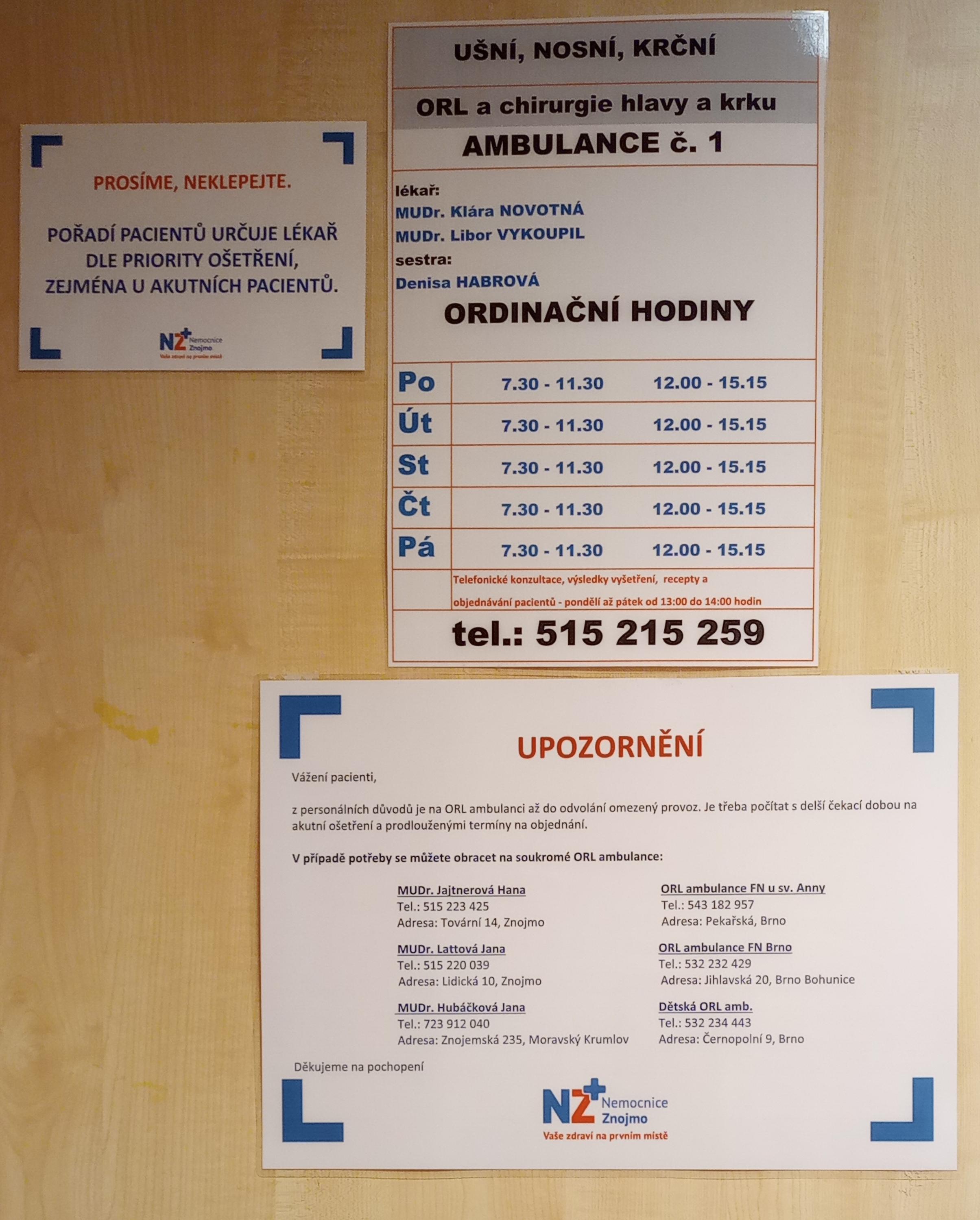 Ambulance ORL č. 1 - Nemocnice Znojmo foto 2