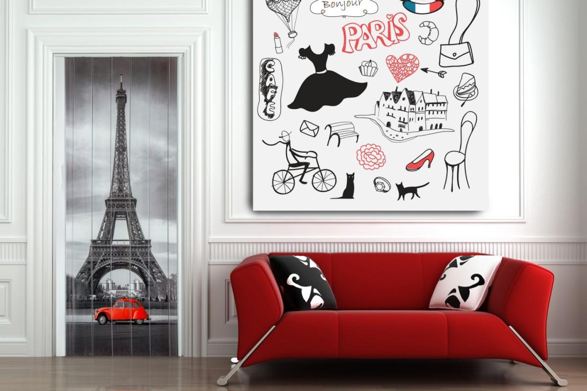 Shrnovací dveře plastové s potiskem Eiffelova věž