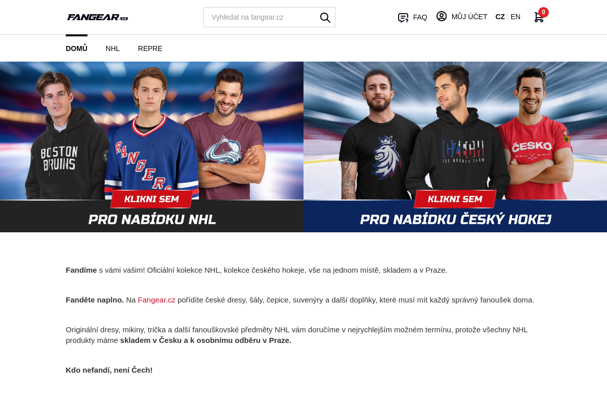 Fanshop českého hokeje a NHL