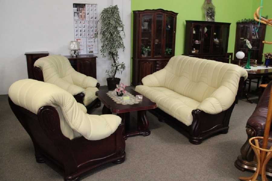 Rustikální kožená sedací souprava rozkládací