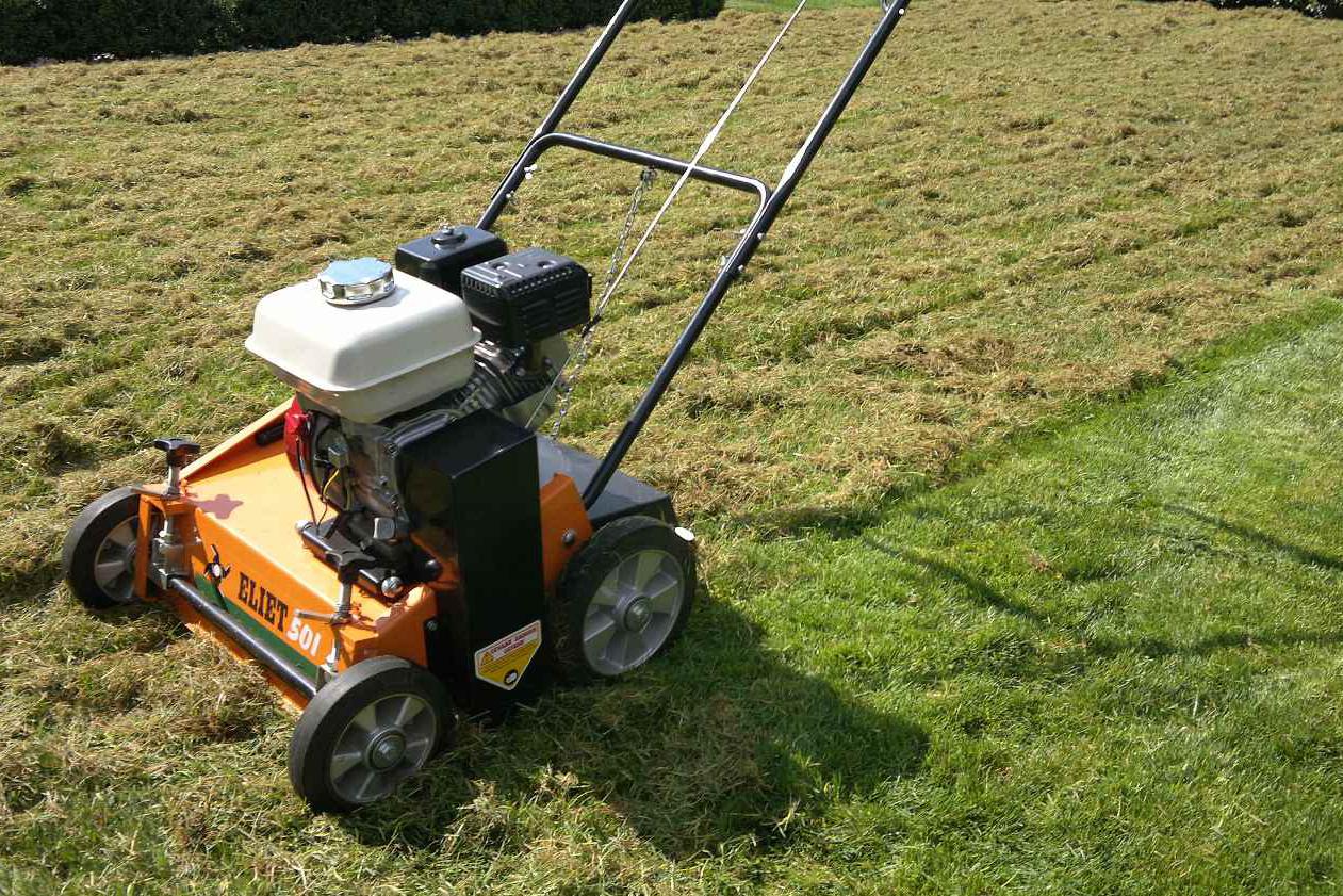 vertikutace trávníku a hnojení.