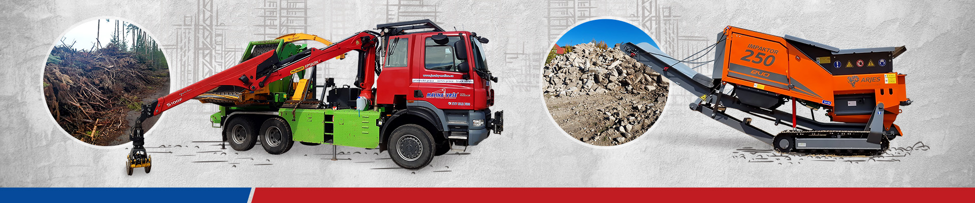 Úvodní obrázek MALINA - VRŠE - Drcení materiálu, štěpkování dřeva