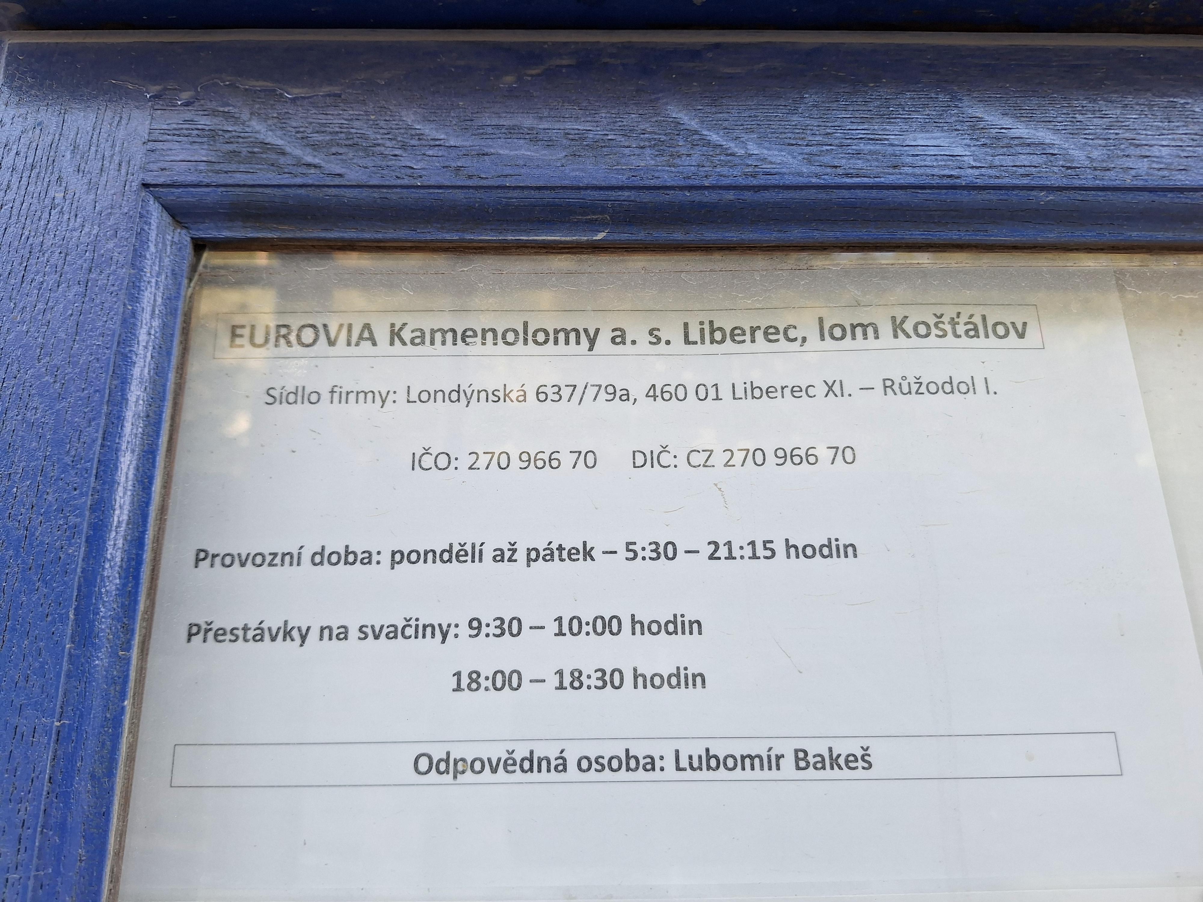 EUROVIA Kamenolomy a.s. - Lom Košťálov foto 2