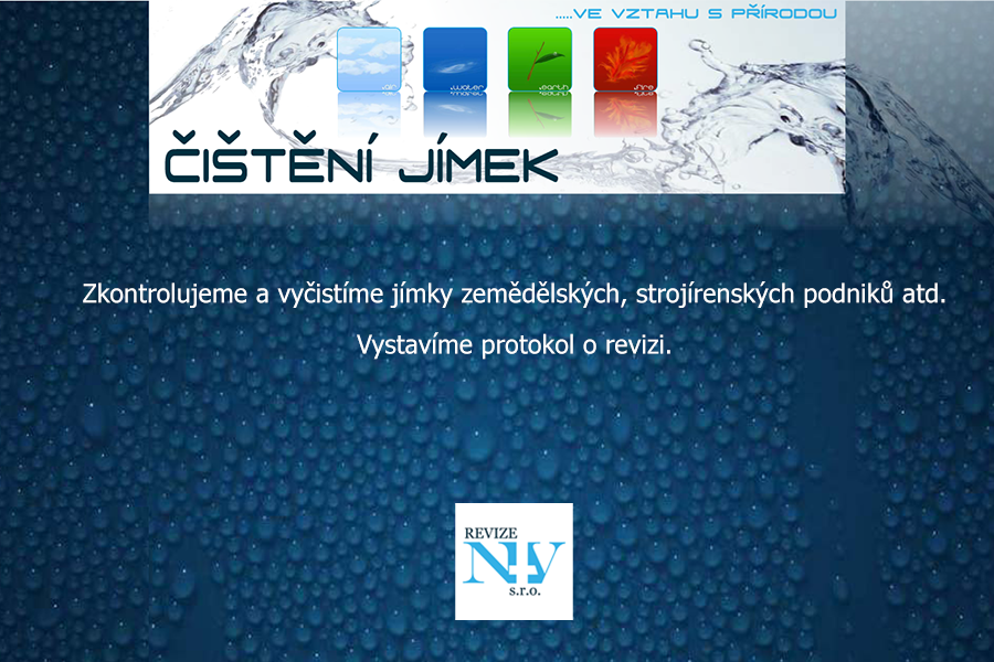 Revize jímek, zkoušky těsnosti, čištění jímek