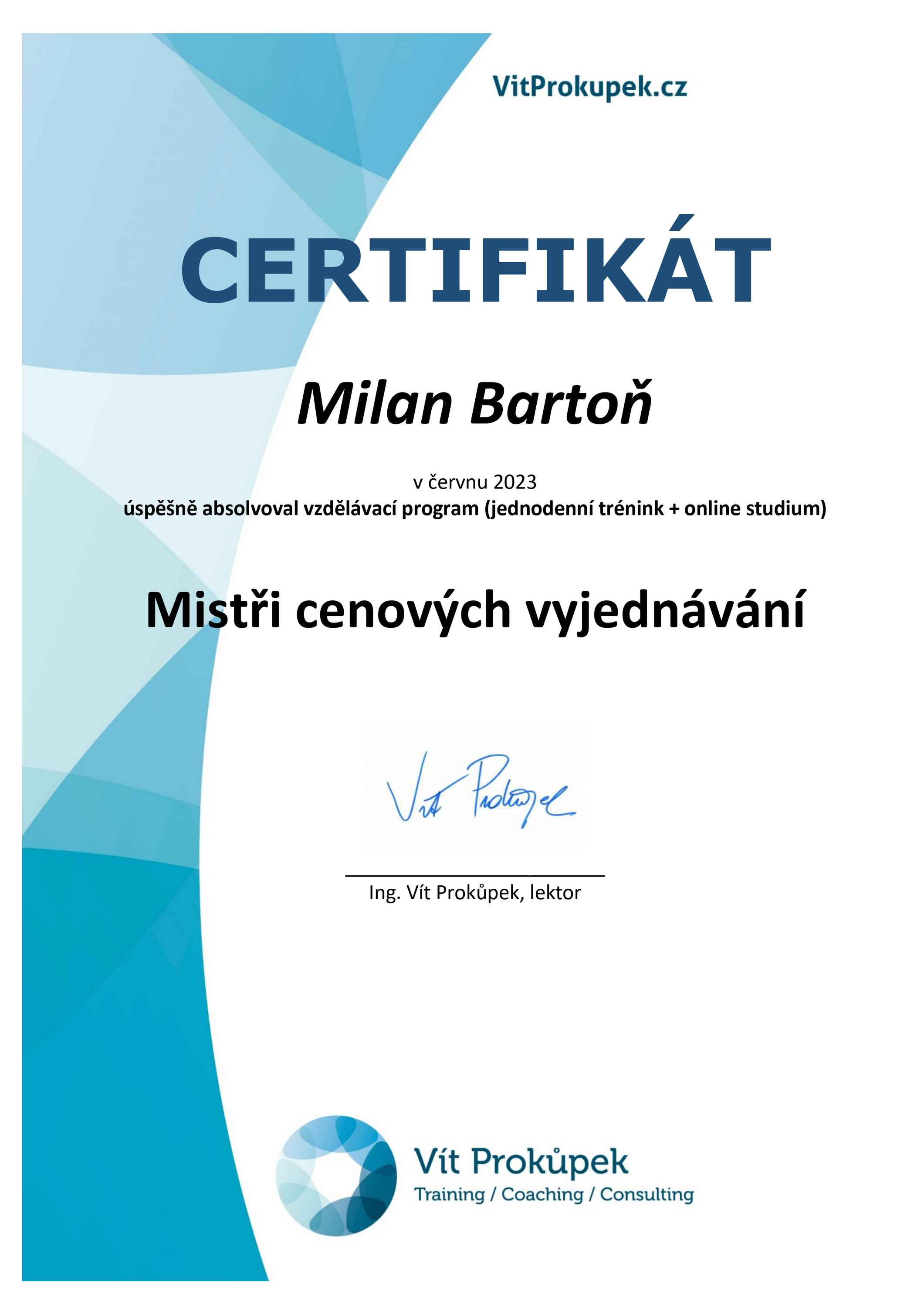 Milan Bartoň - obchodník s nemovitostmi