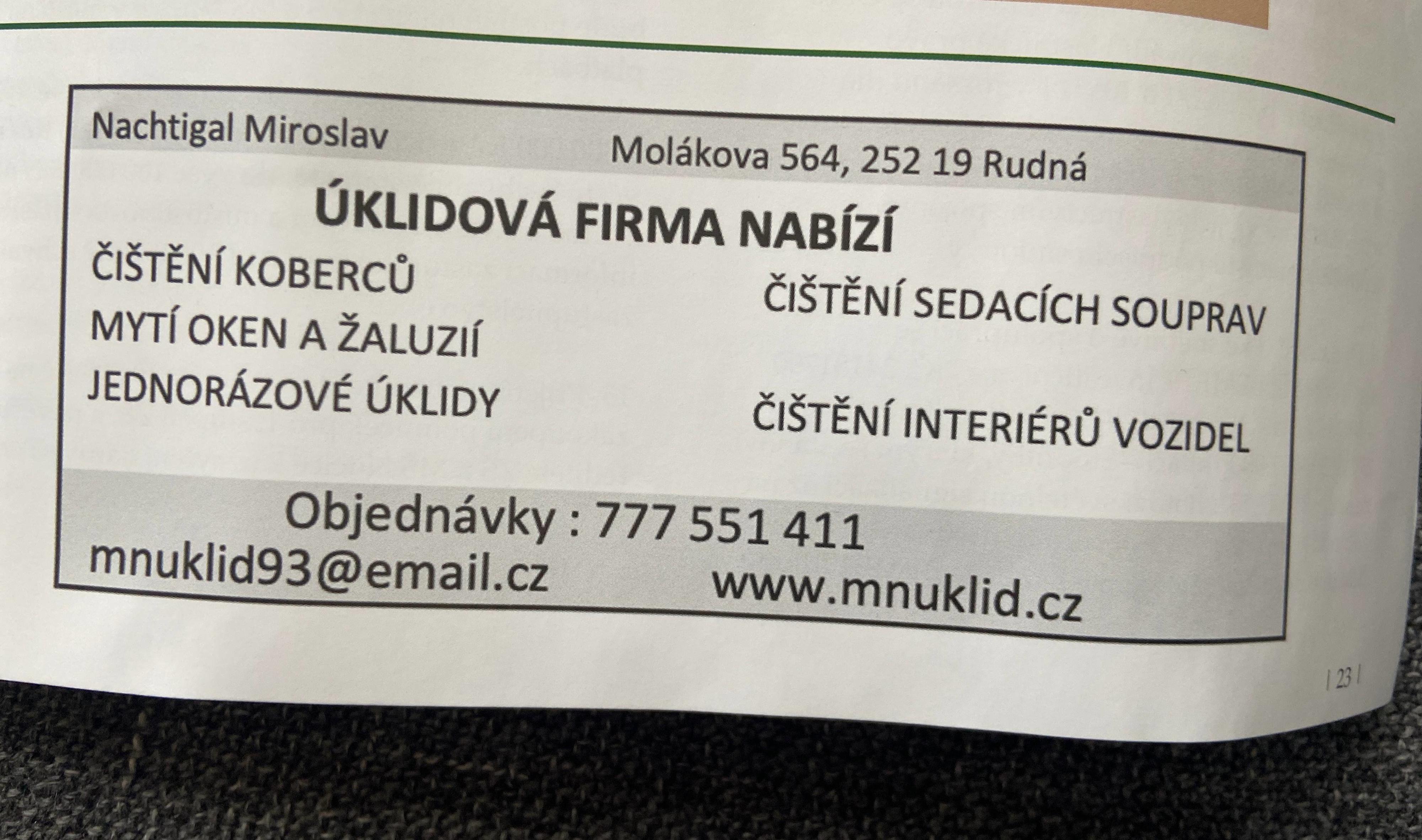 Úklidy Miroslav Nachtigal foto 2