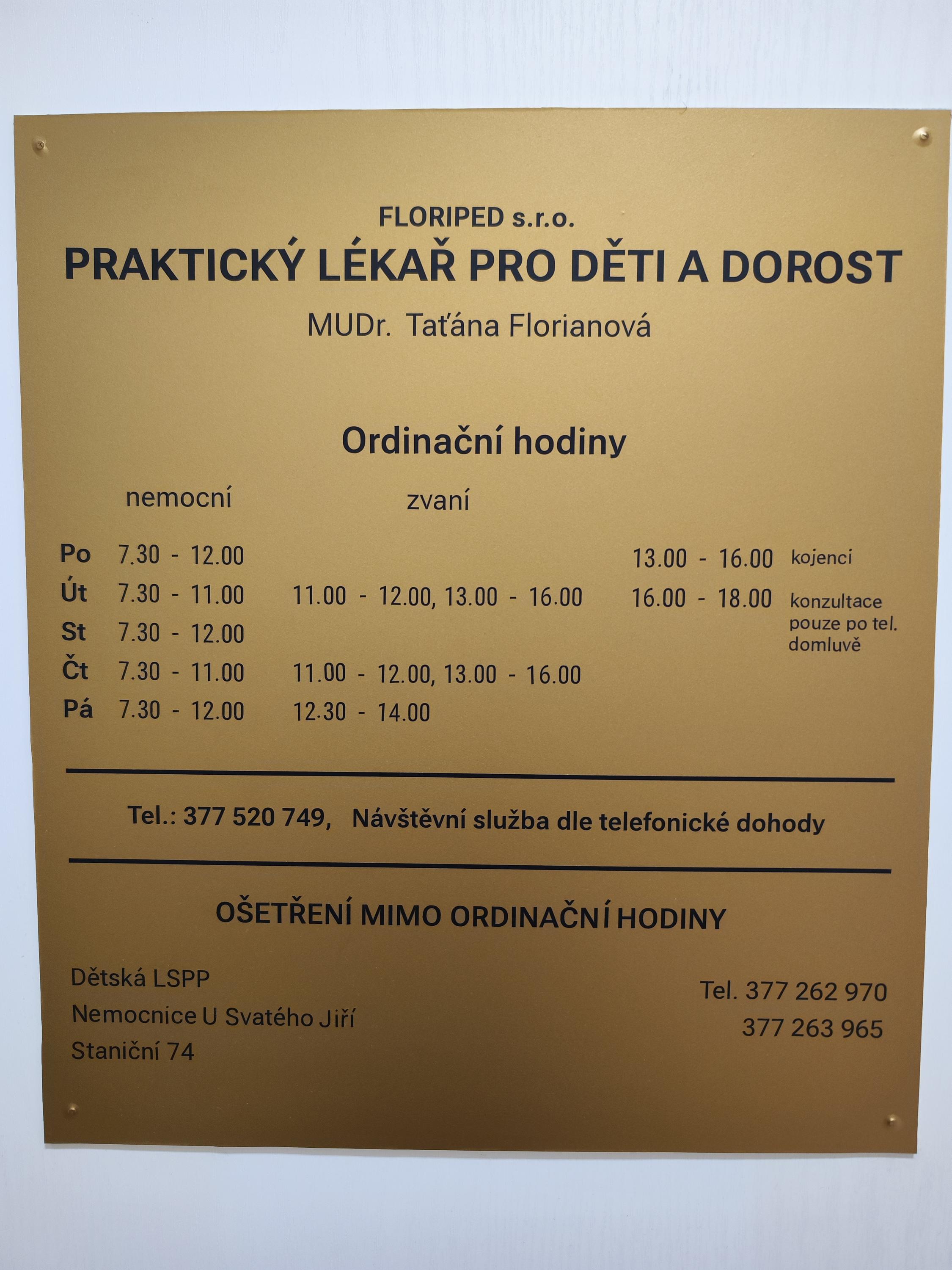 Praktický lékař pro děti a dorost, MUDr. Taťána Florianová foto 2