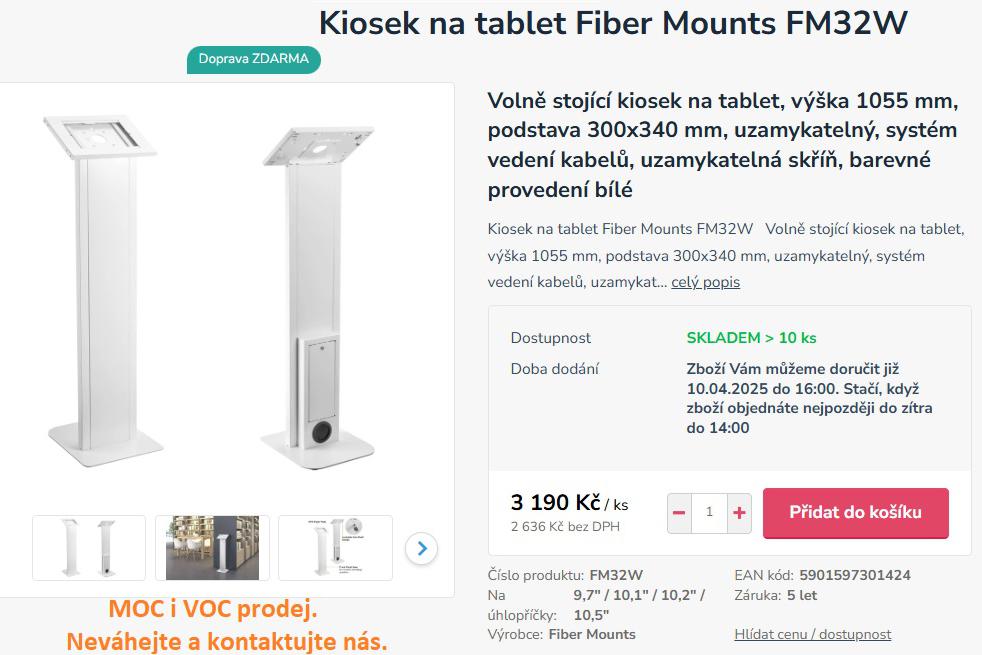 Podlahový stojan kiosek na tablety Fiber M. FM32W