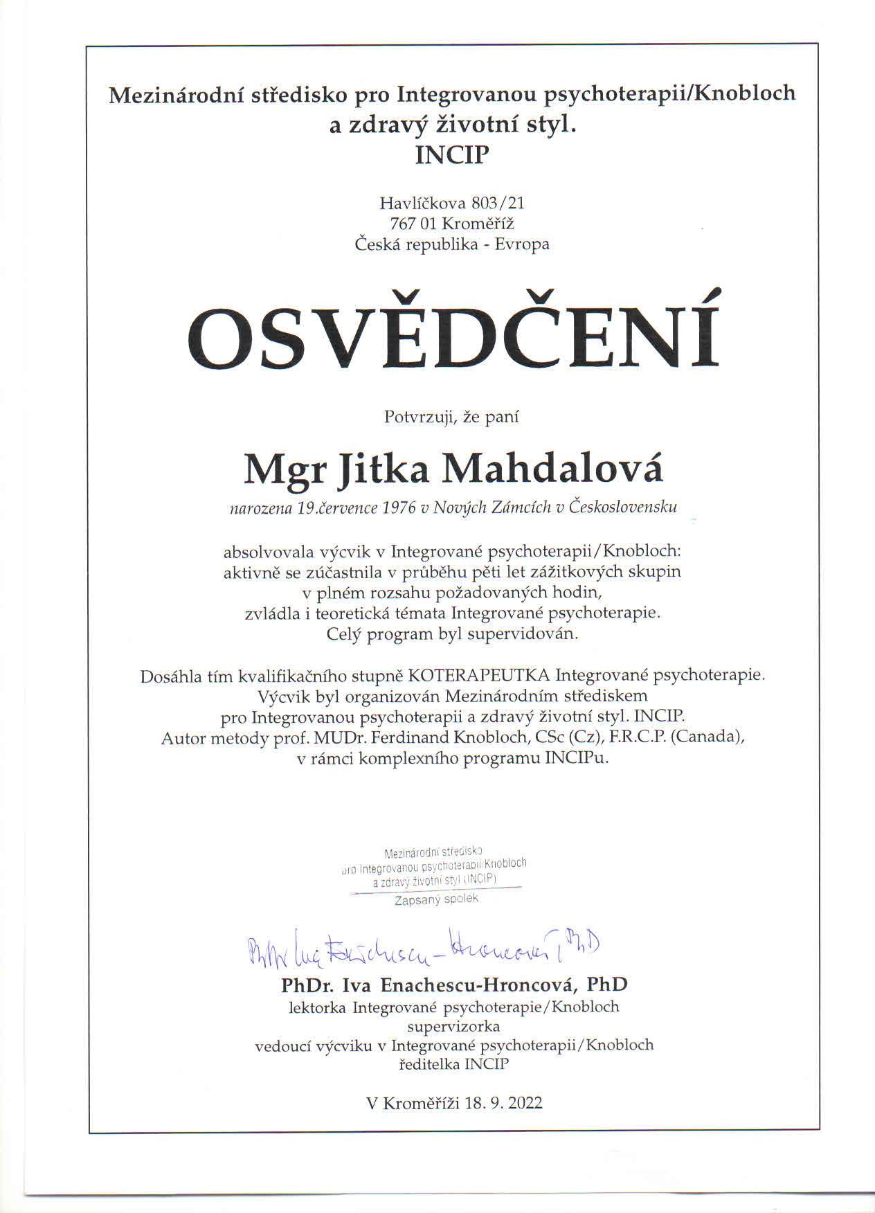Psycholožka a psychoterapeutka Jitka Mahdalová foto 4