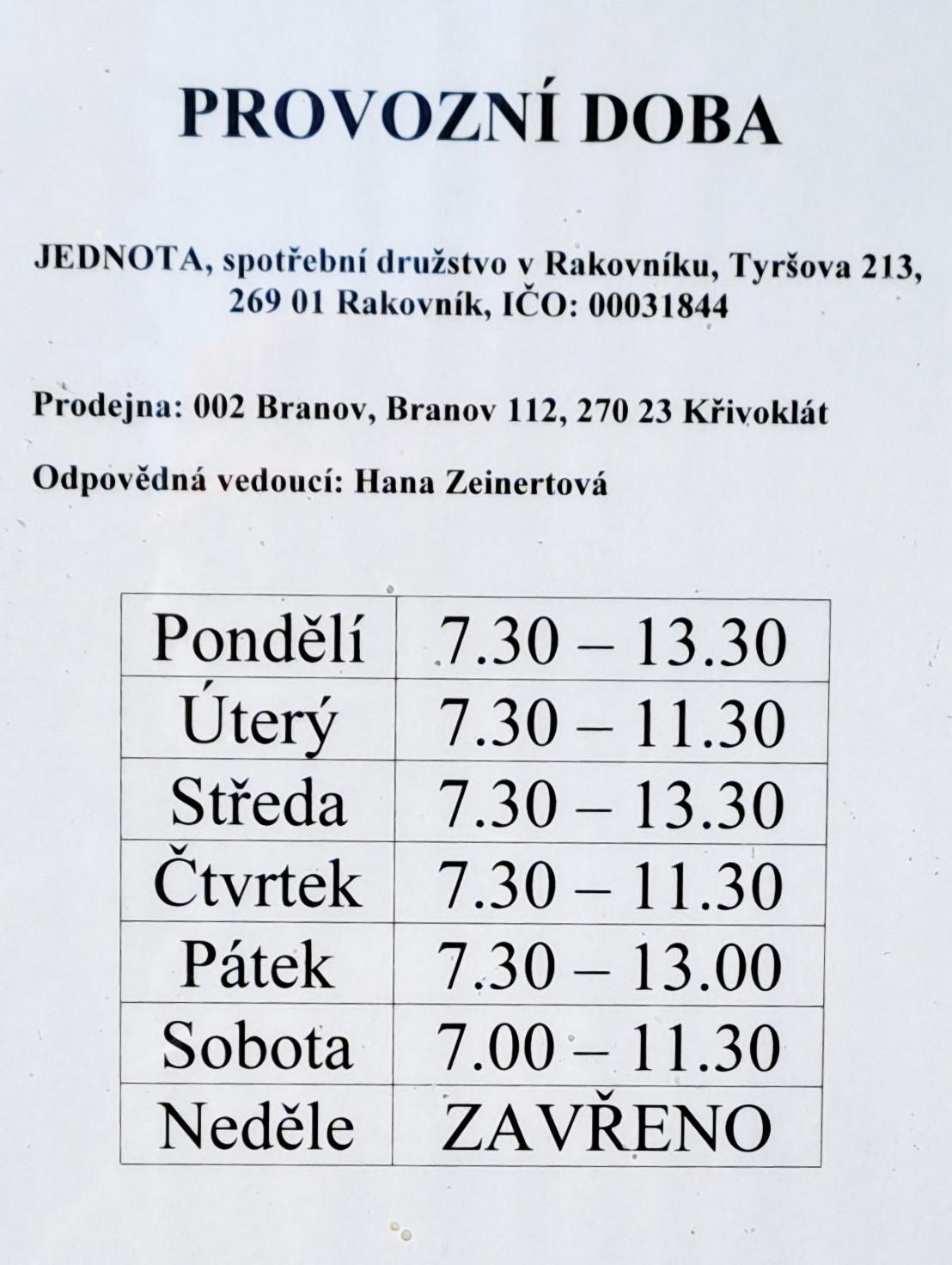 JEDNOTA, spotřební družstvo v Rakovníku foto 4