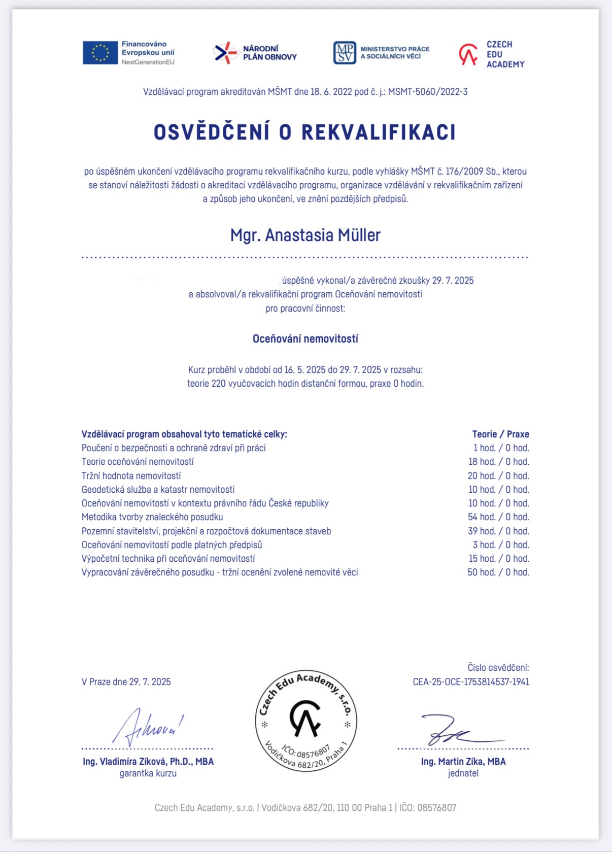 Mgr. Anastasia Müller, MBA - realitní makléřka foto 2