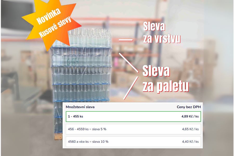 Množstevní slevy: 3 hladiny cen od 1 ks po paletu