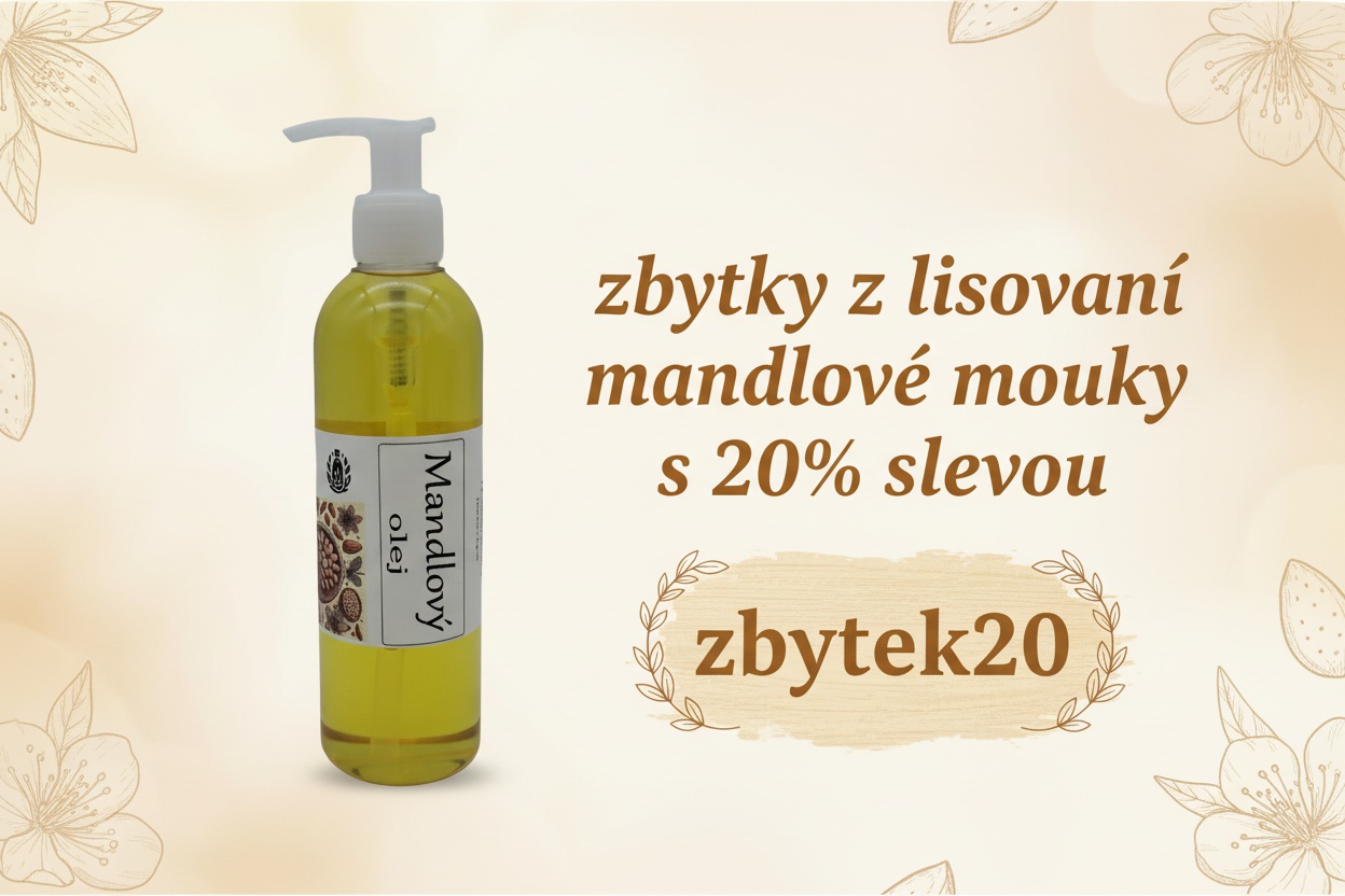 Mandlový olej z prvního lisování mandlí na mouku