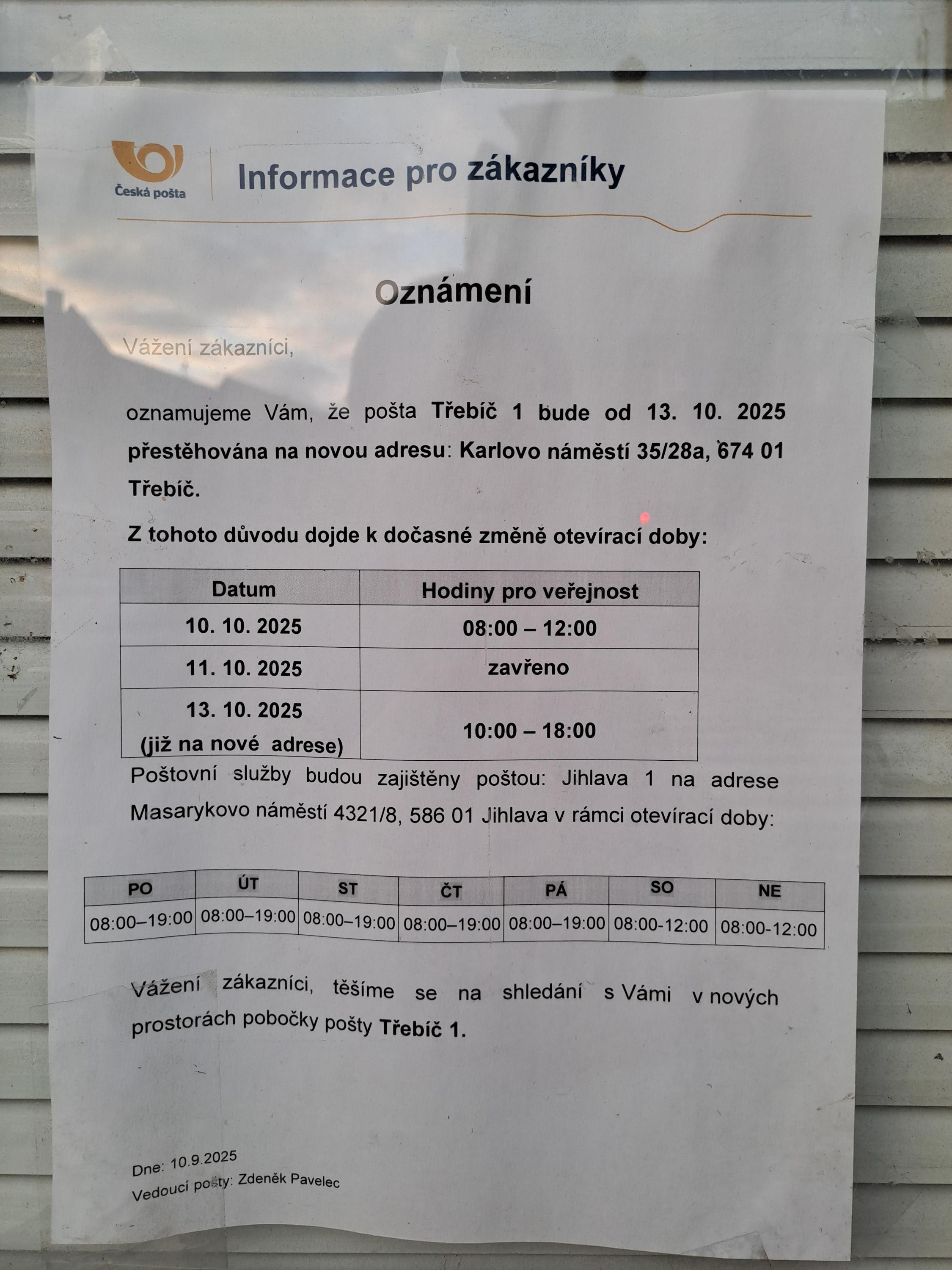 Pošta Třebíč 1 foto 2