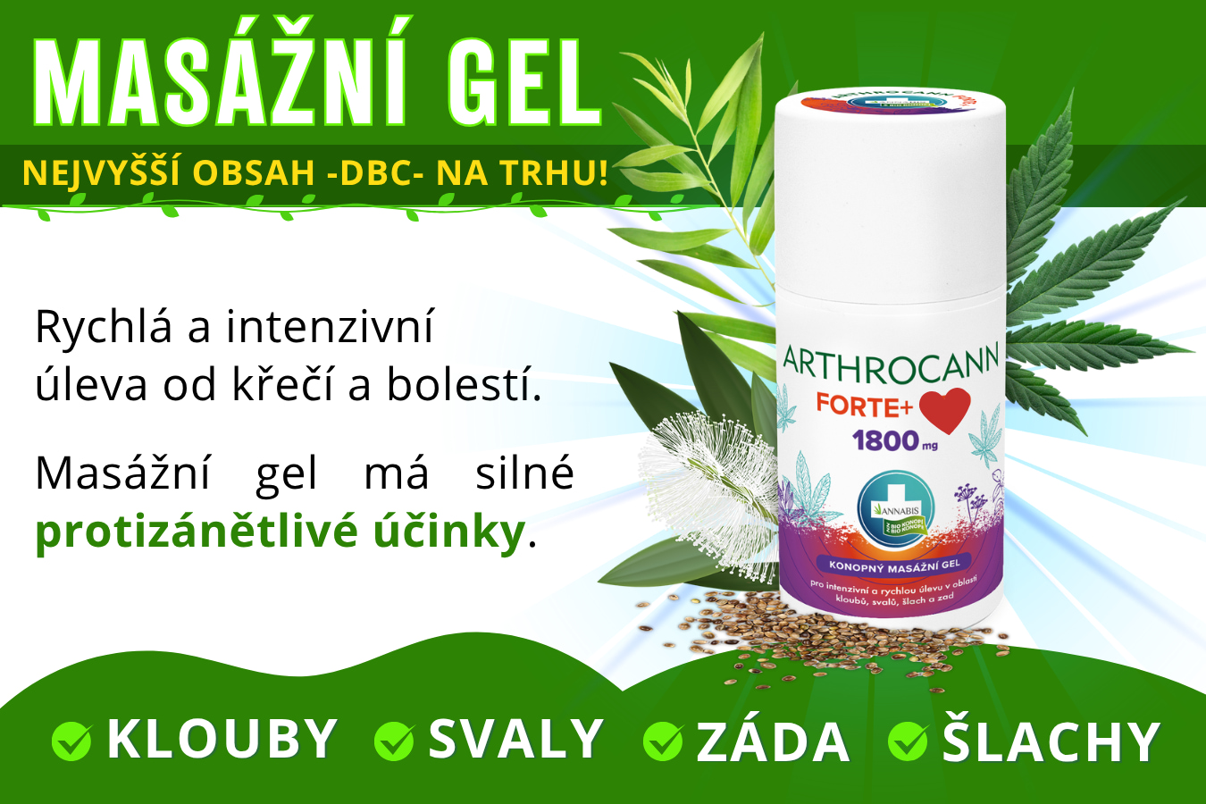 Silný a účinný masážní gel