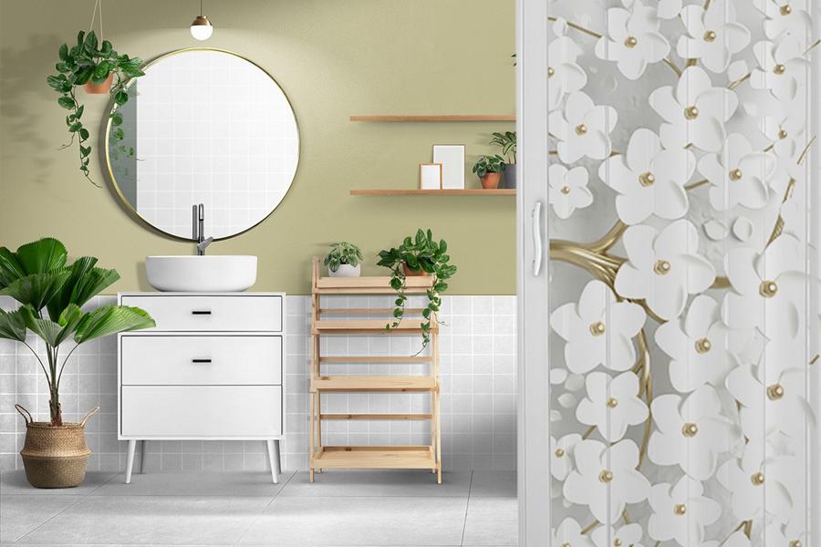 Shrnovací dveře plastové plné s potiskem Kytky