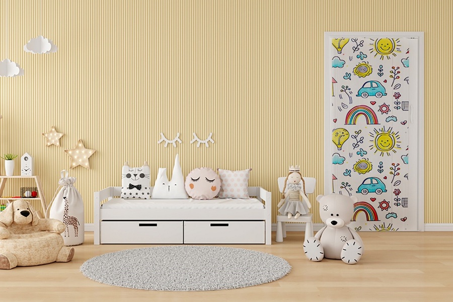 Shrnovací dveře plastové plné s potiskem Děti Kids