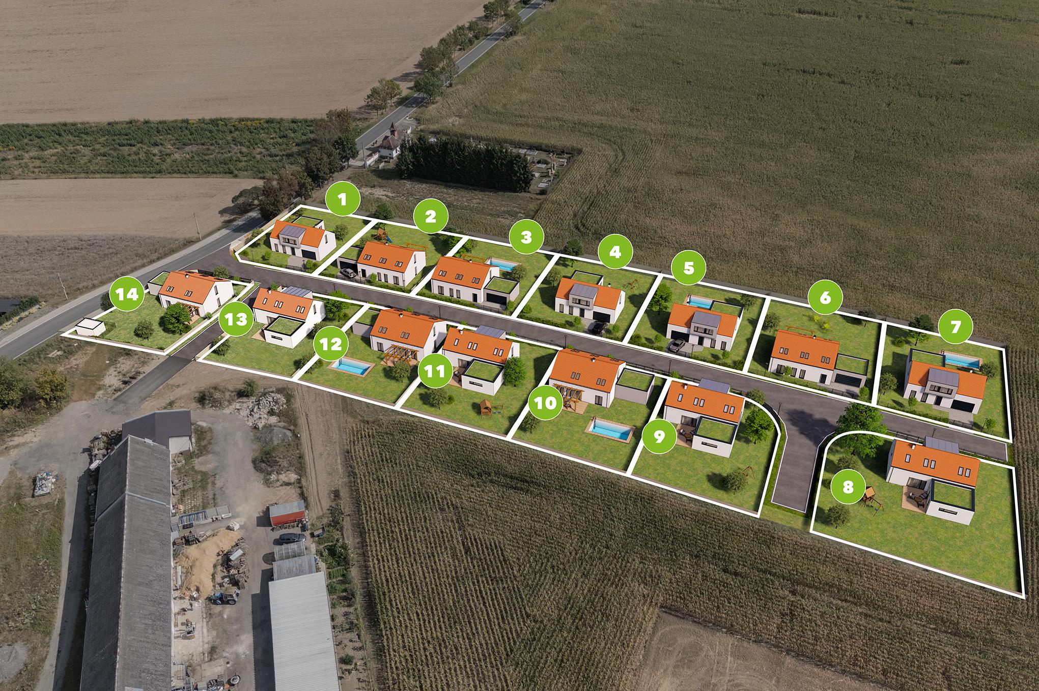 Zasíťované parcely v výstavbě RD, Stavenice