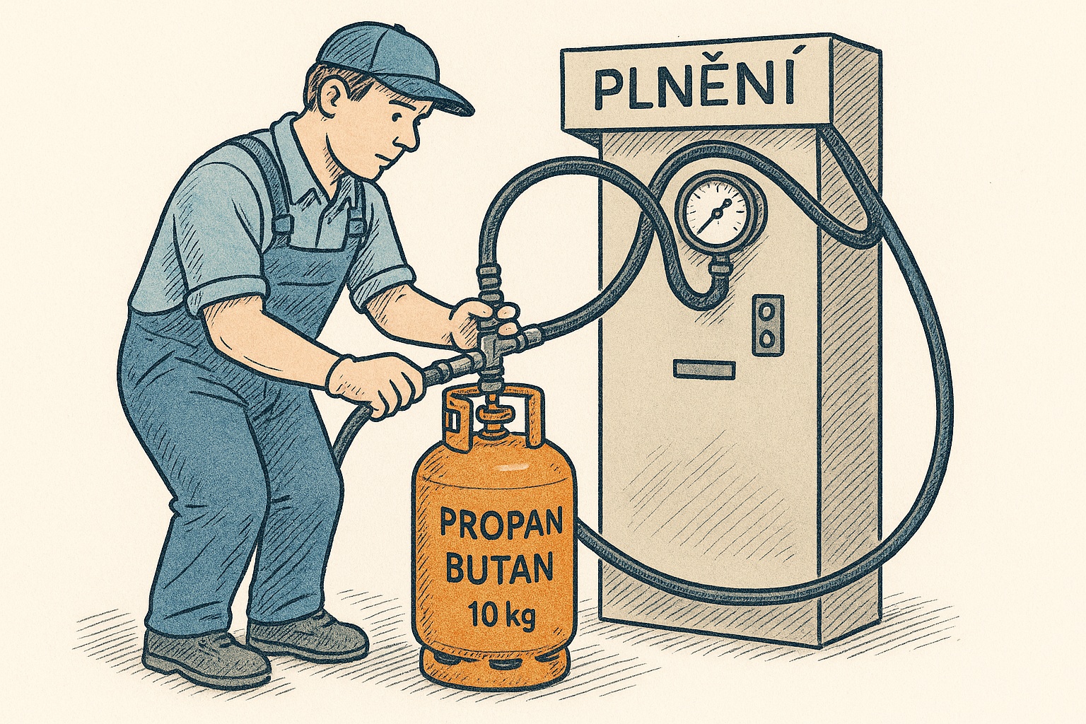 Naplnění propan butanové lahve 10 kg