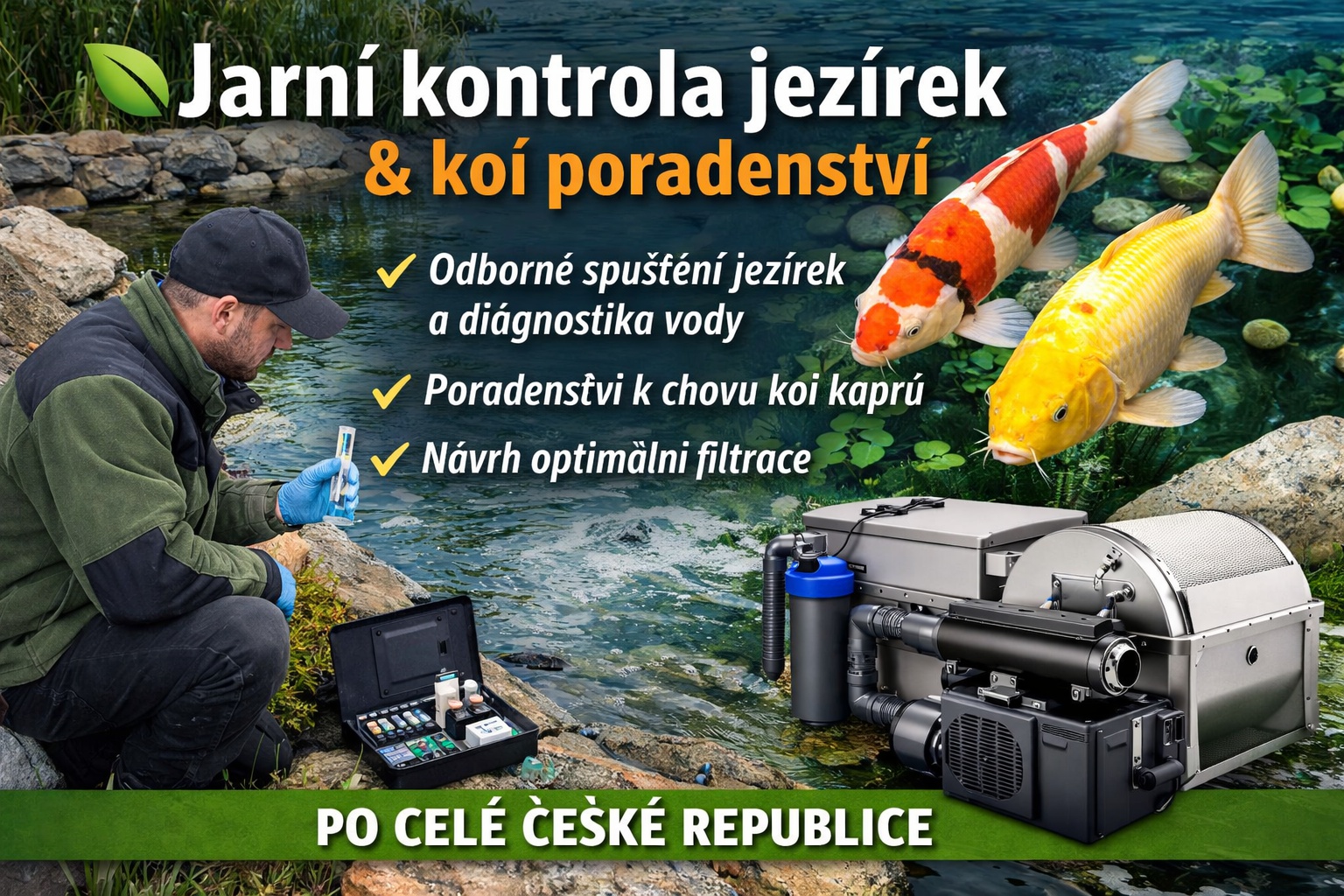 Jarní kontrola jezírek & koi poradenství