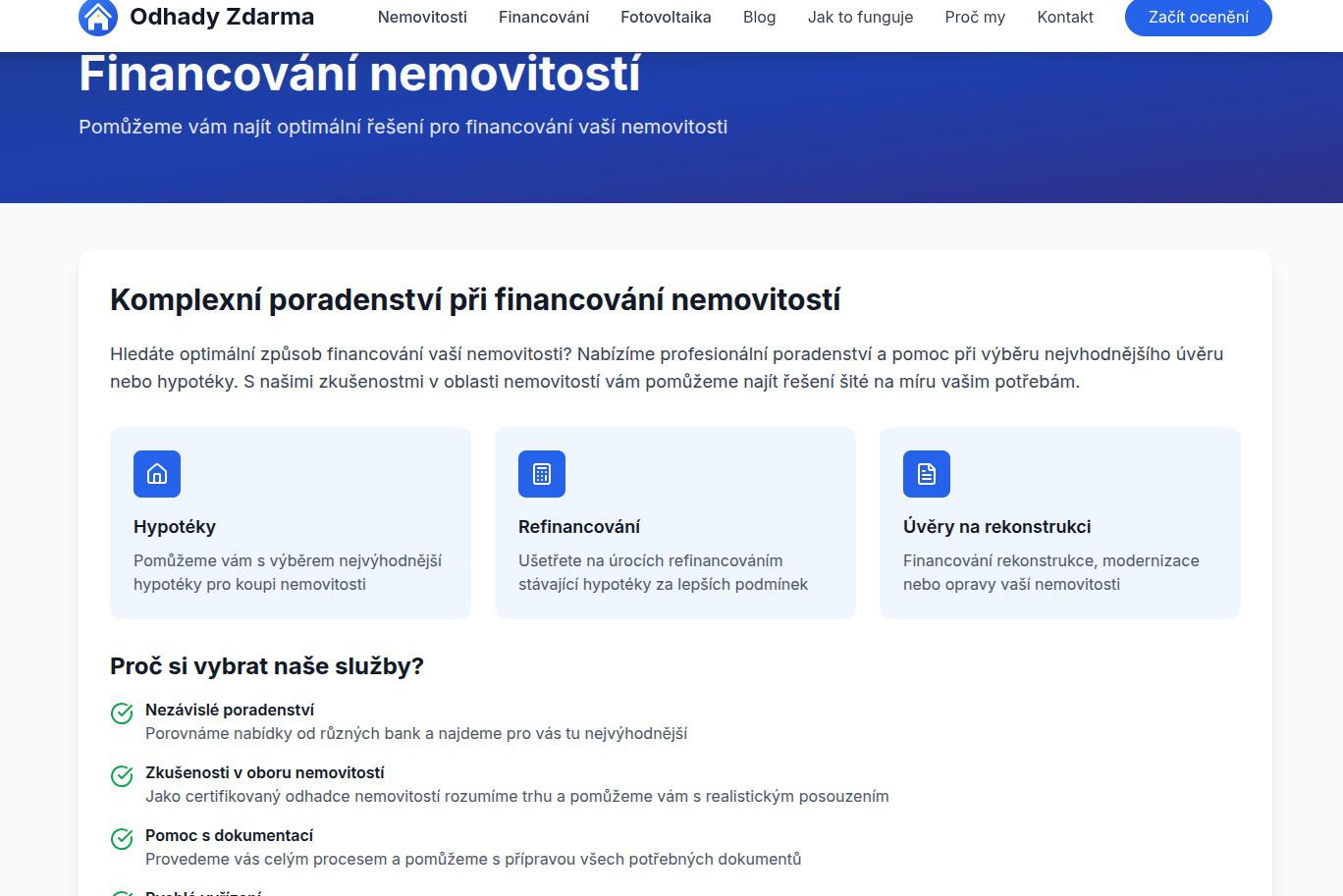Poradenství při financování nemovitostí