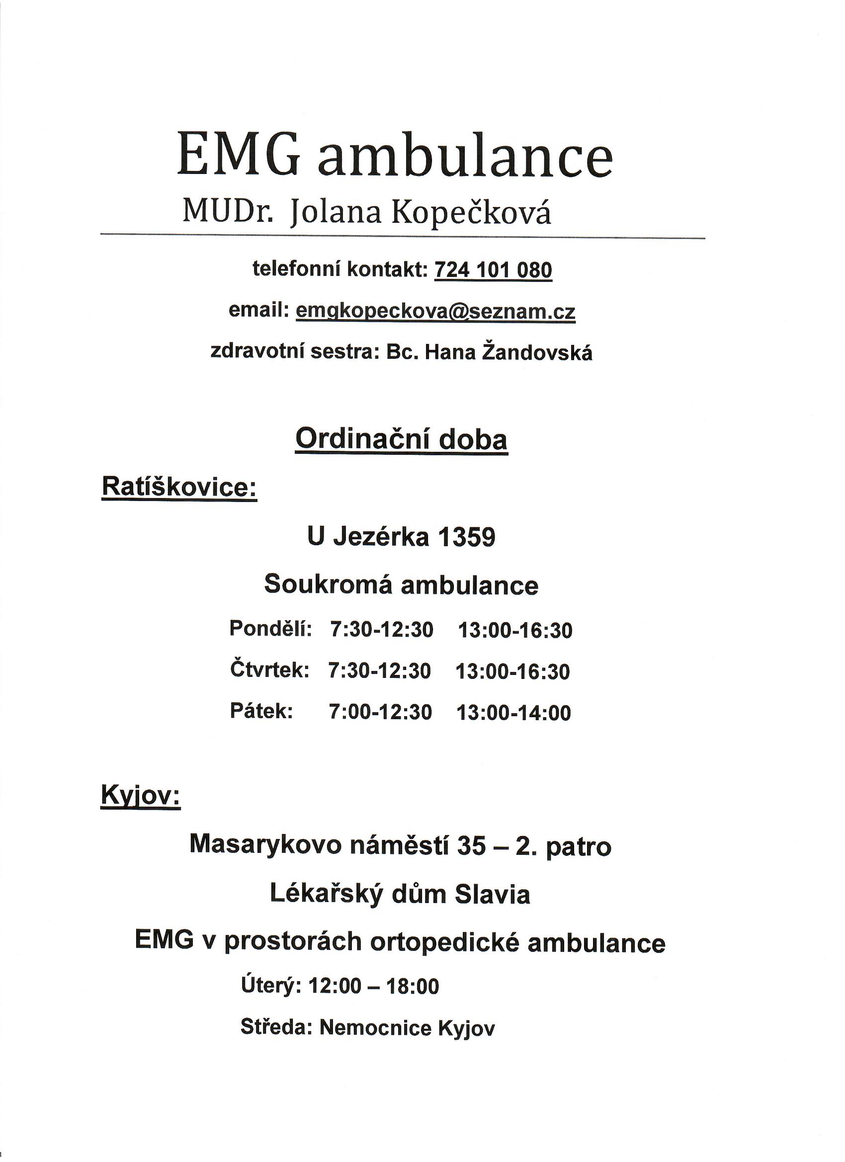 MUDr. Jolana Kopečková - EMG ambulance foto 2