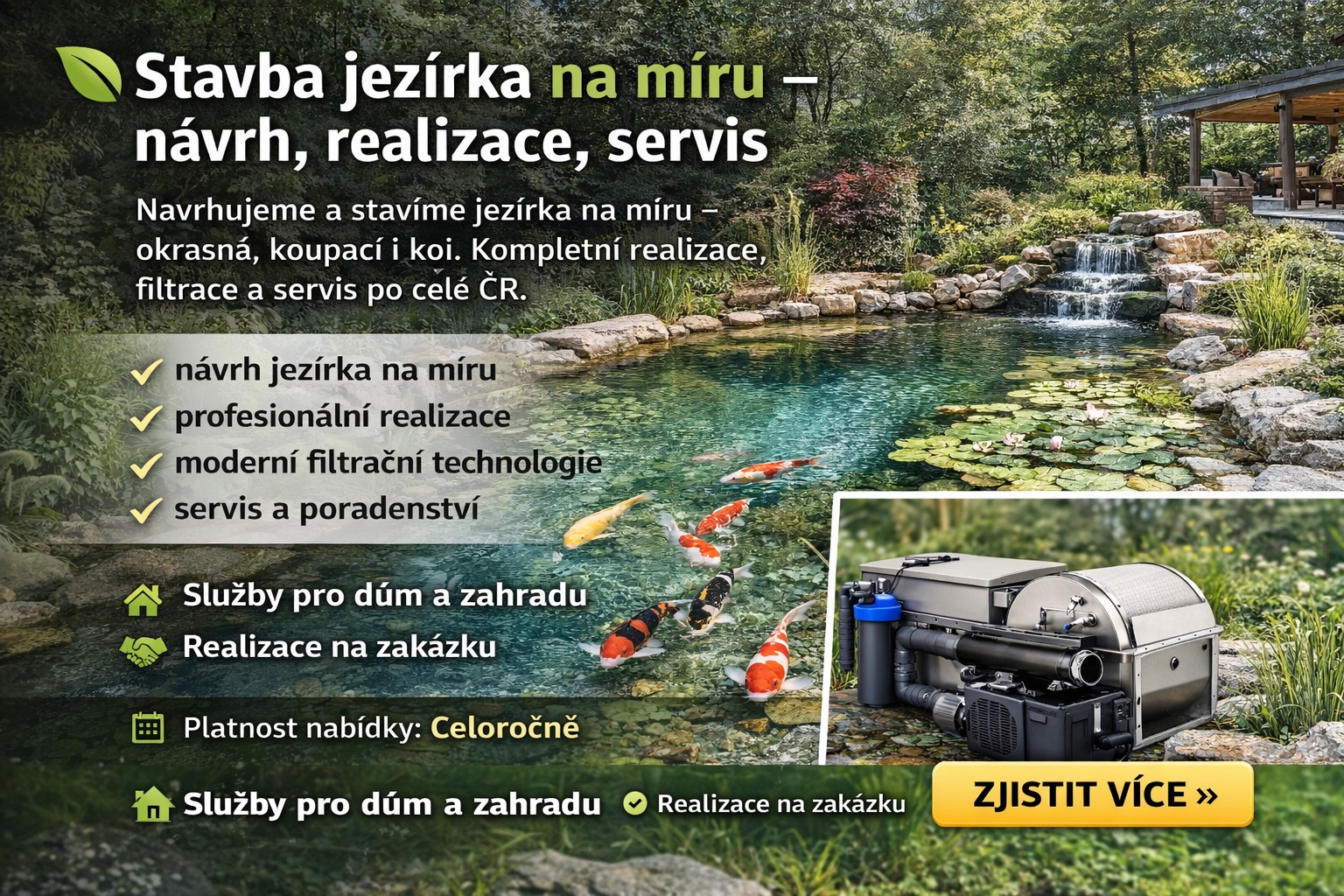 Stavba jezírka na míru – návrh, realizace, servis
